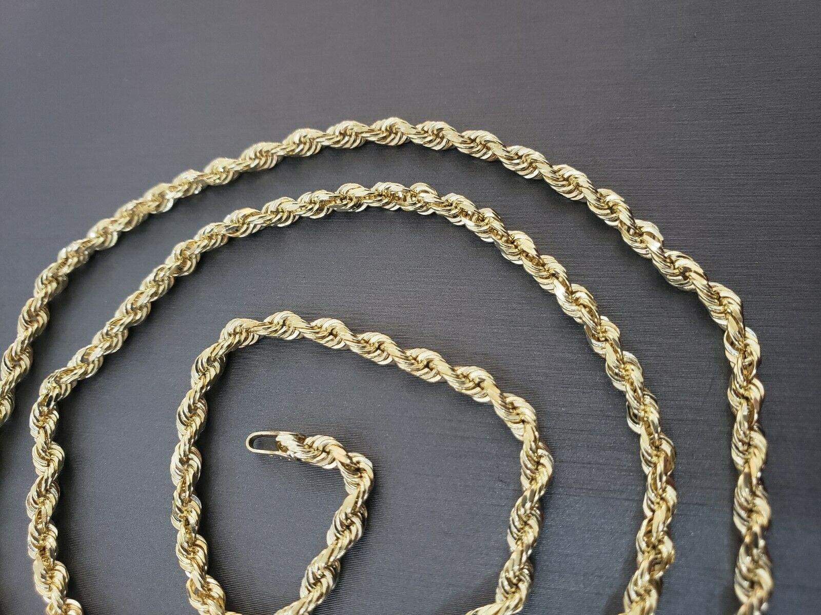 Real Gold Rope Chain Solid 14k Yellow Gold Necklace 18