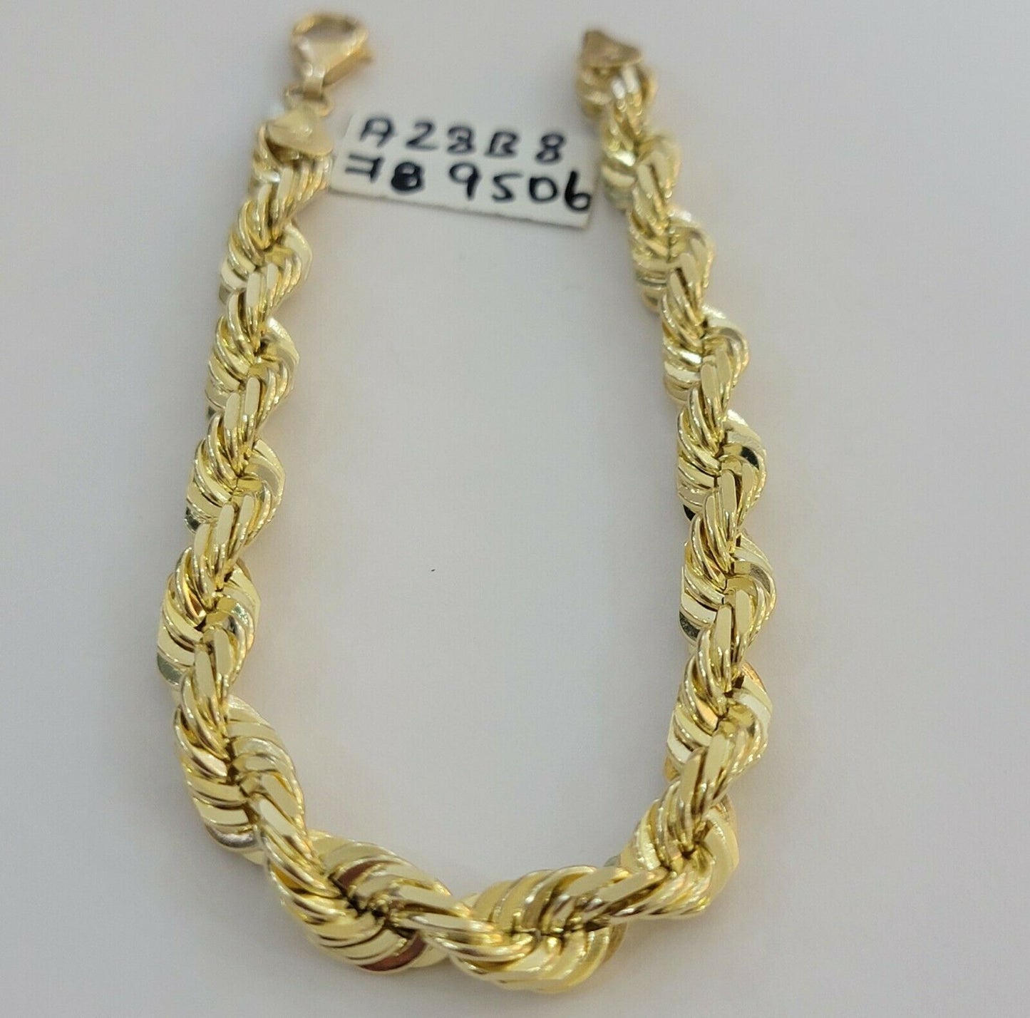 Solid 10k Real Gold Rope Bracelet 7mm 8" Inch 10kt Yellow Gold STRONG & HEAVY