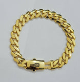 Real 10k Gold Bracelet 11mm Miami Cuban Royal Link 8.5" Shiny Plain Monaco,10kt