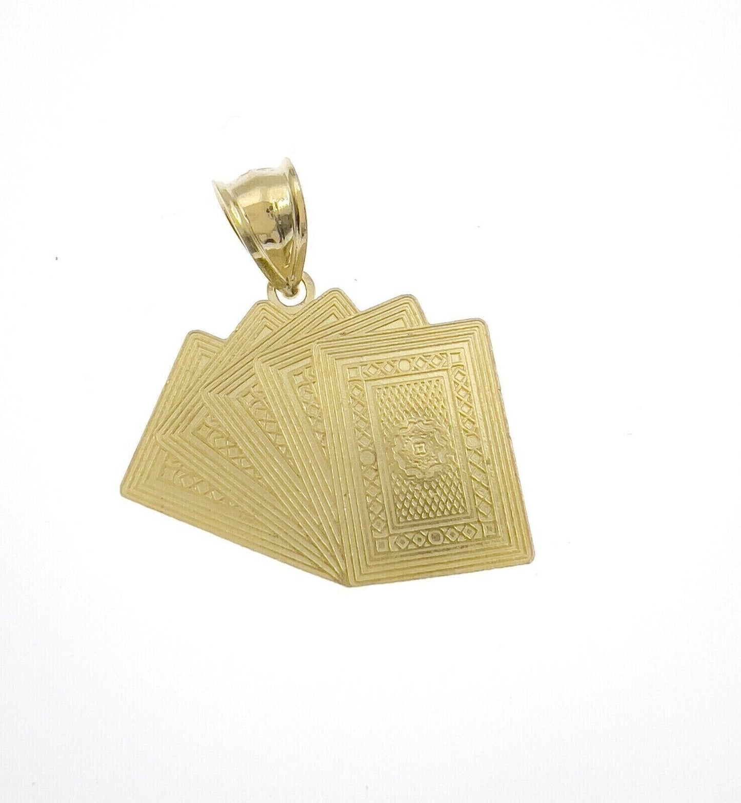 10k Yellow Gold Charm Poker Pendant Card Royal Flush REAL 10KT