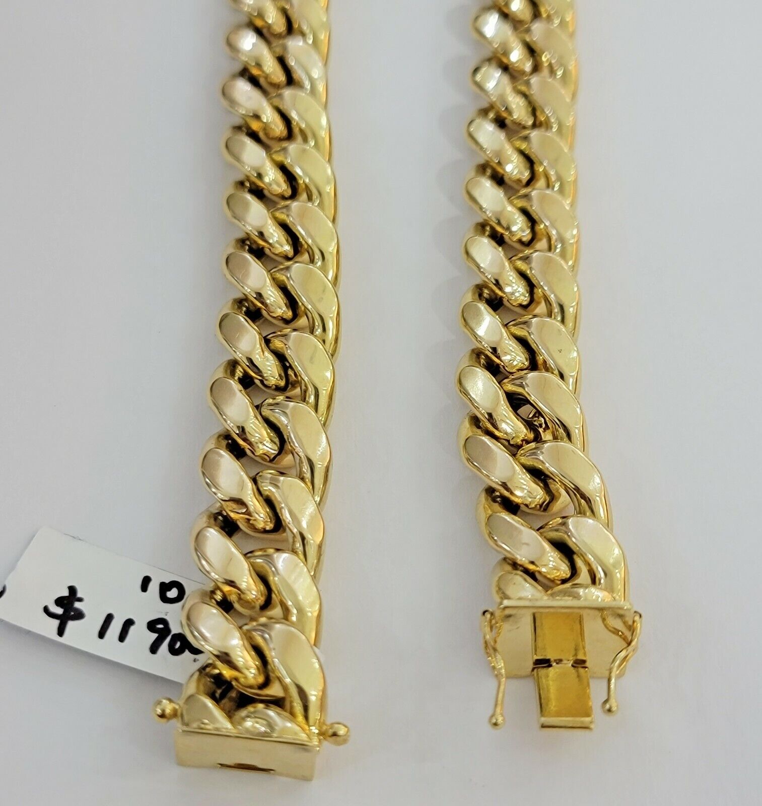 14k Yellow Gold 13mm Chain Necklace Miami Cuban Link 28