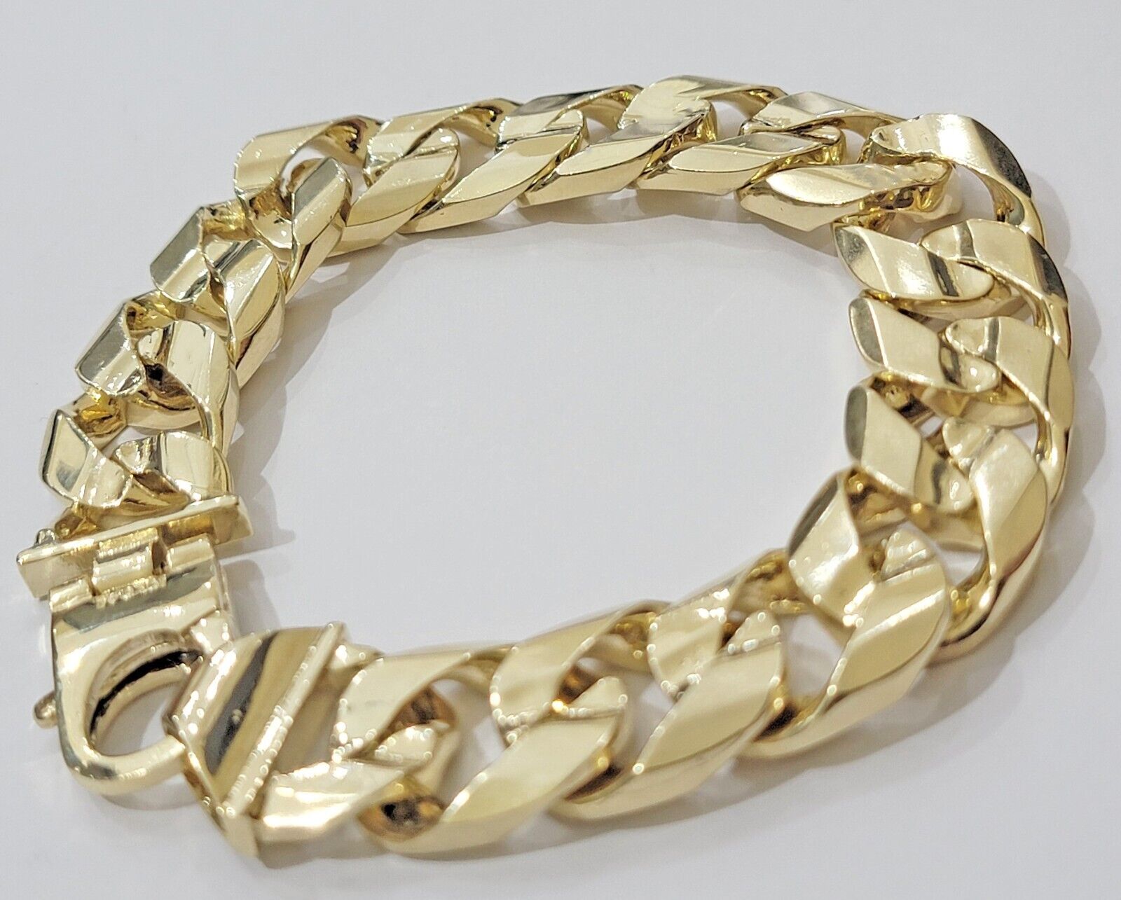 10k Gold Bracelet 17mm Miami Cuban Curb Link Mariner Anchor SOLID 9Inch REAL Men