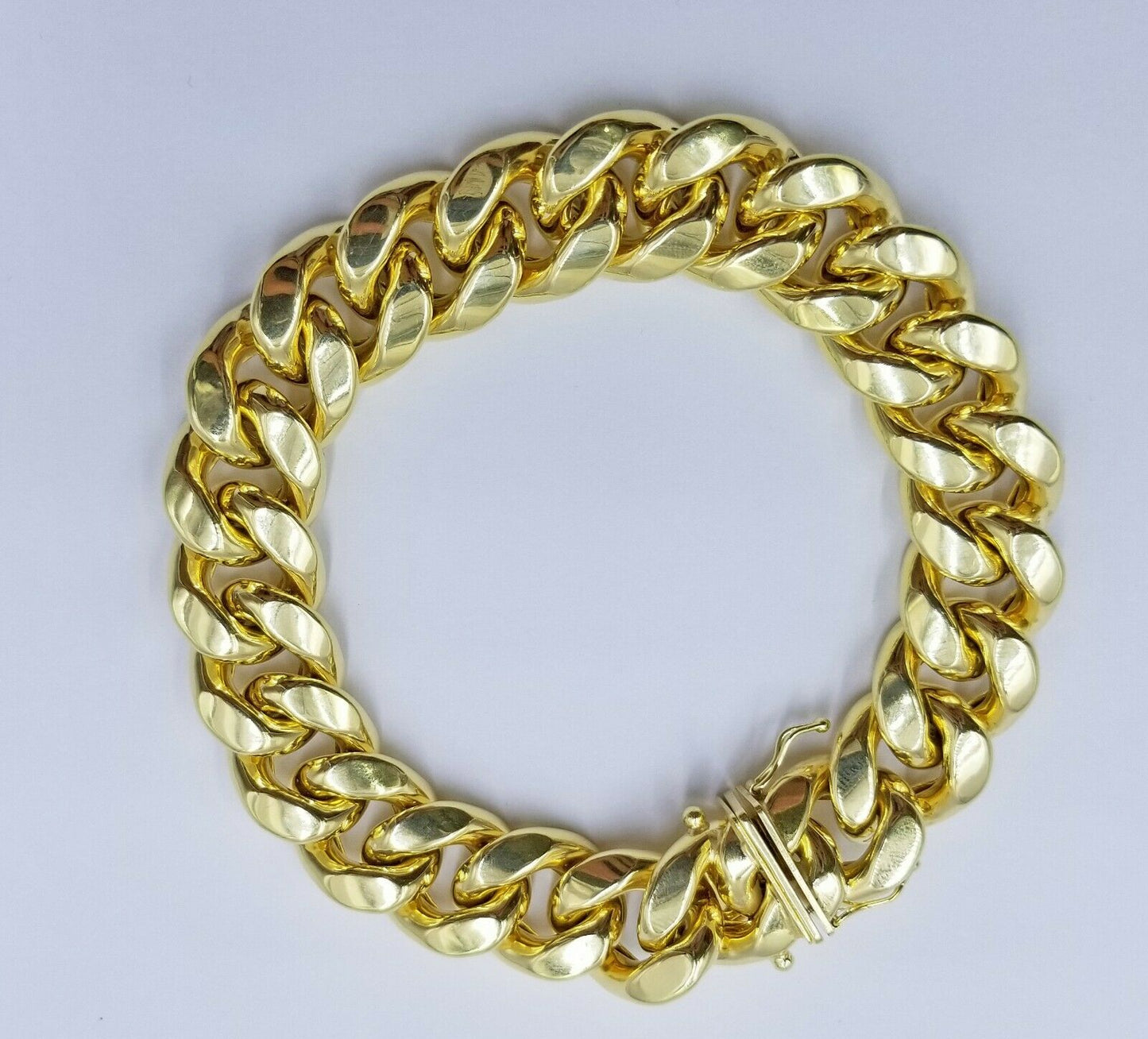 Real 10k Gold Mens Bracelet Miami Cuban Link 9" 15mm Box clasp Thick Strong 10kt