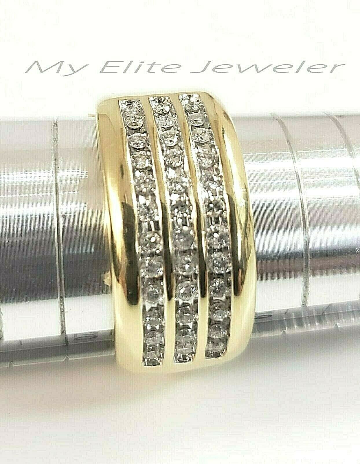 Mens 1/2CT Diamond Ring 10K Solid Gold Band Size 10 Thick Bands, 100% GENUINE