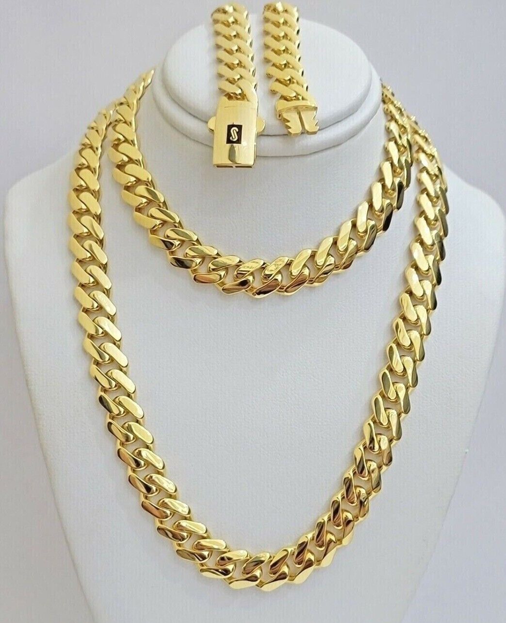 10k Yellow Gold Miami Cuban Royal Monaco Curb Link Chain 9mm Necklace 24" REAL