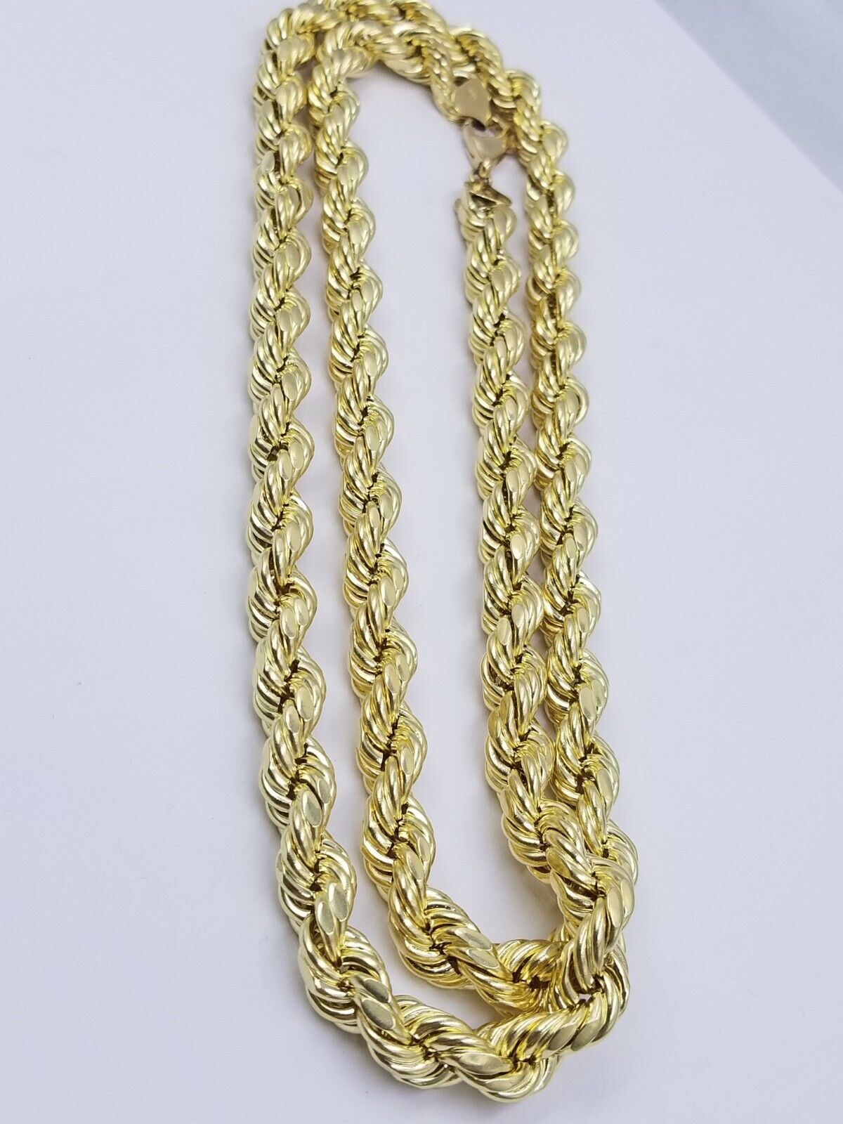 Real 10k Gold Rope Chain Necklace 9mm 28 Inch Diamond Cut 10kt Yellow Gold REAL