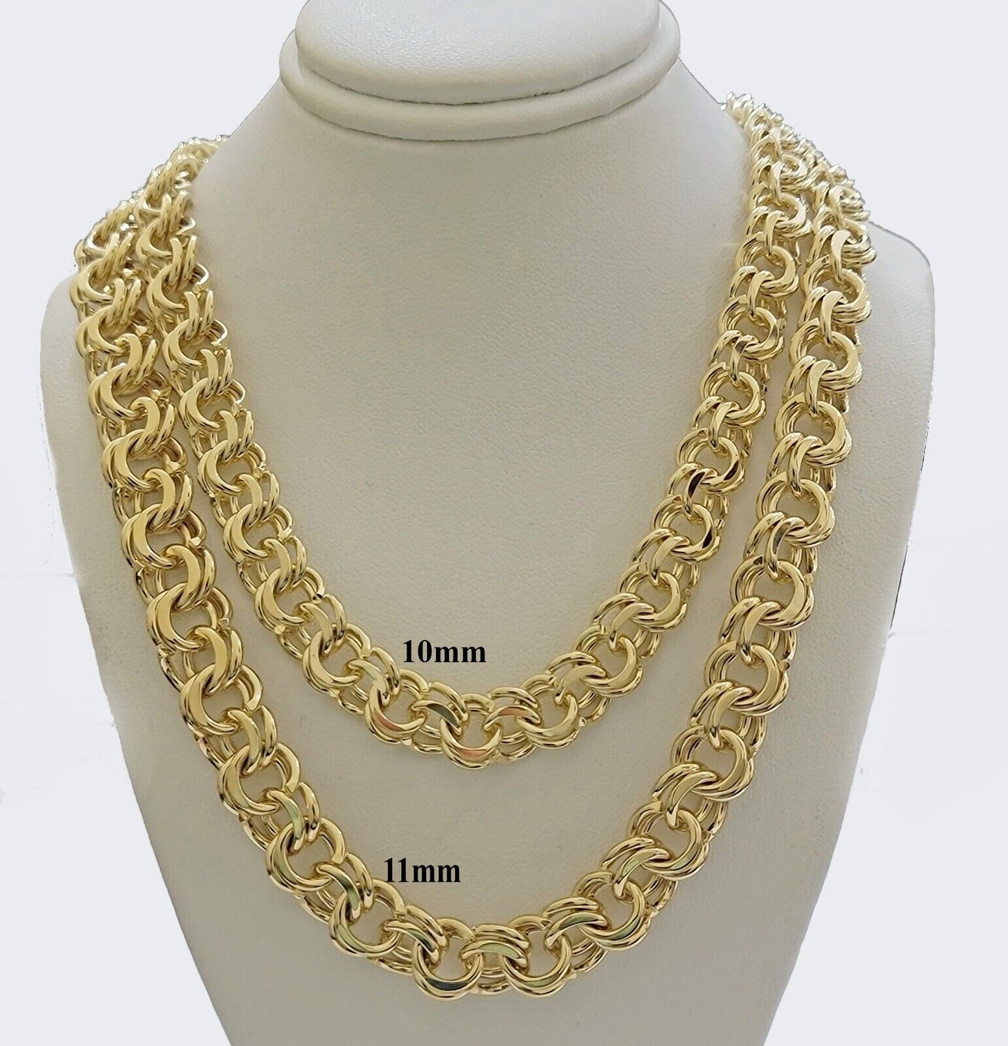 10k Yellow Gold Chino Chain Solid Link Necklace 10mm 22"-26" Real 10kt Box Clasp