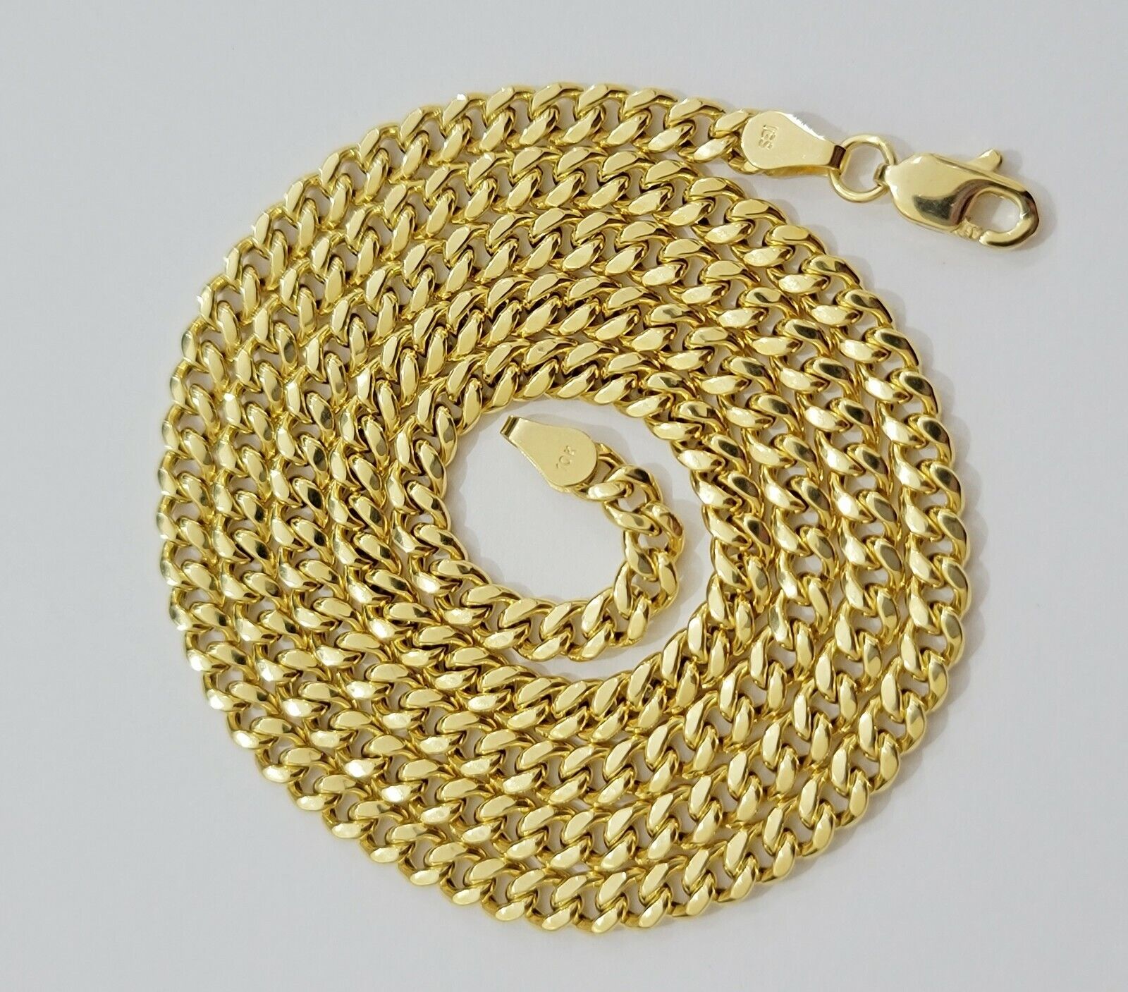 Real 10kt Gold Cuban Link Chain Pendant Set 18" 3.5mm Necklace World Map Charm