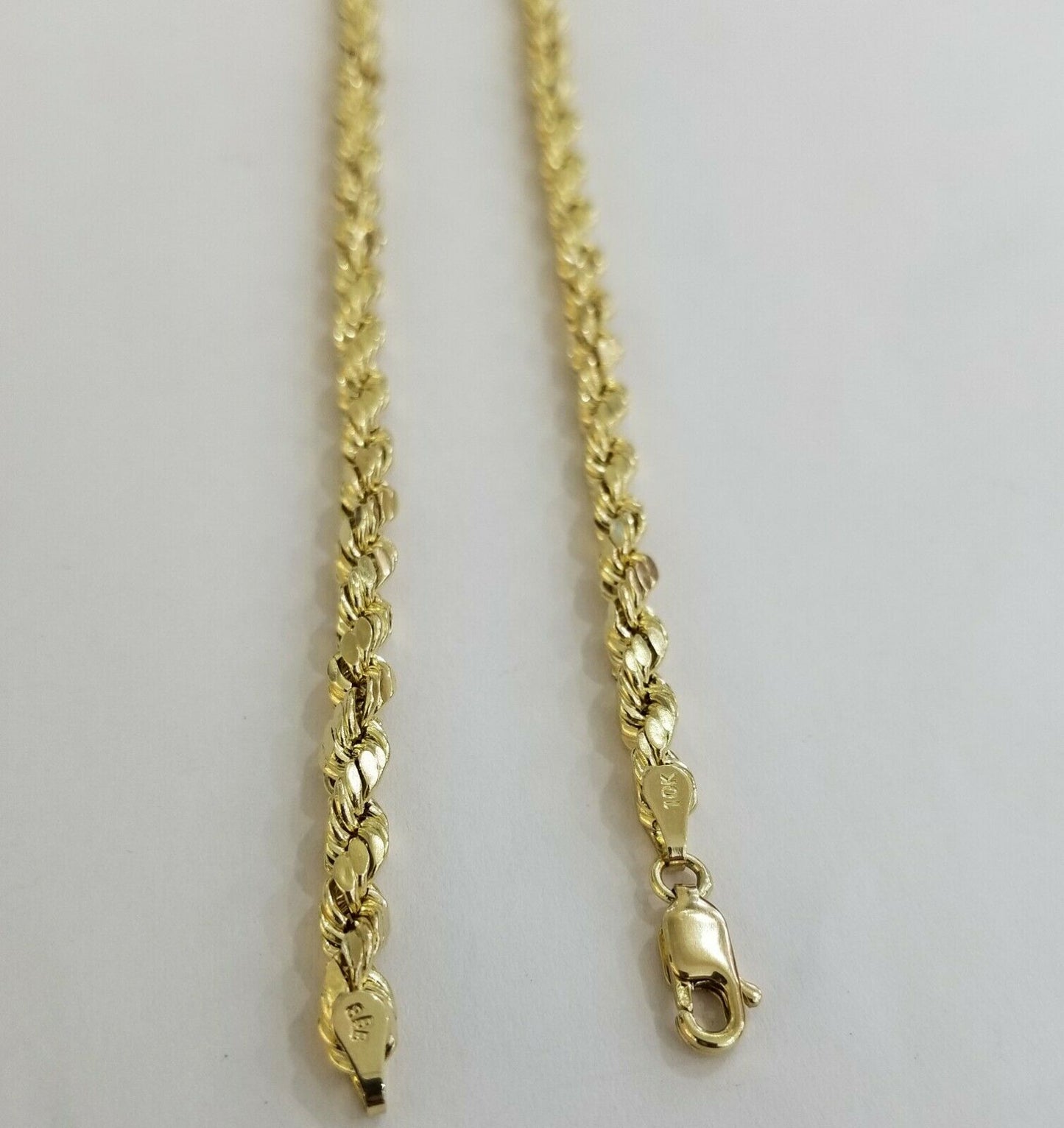 Solid 10k Yellow Gold Rope Chain Pendant Necklace 4mm-10mm Diamond Cut 18"-30"