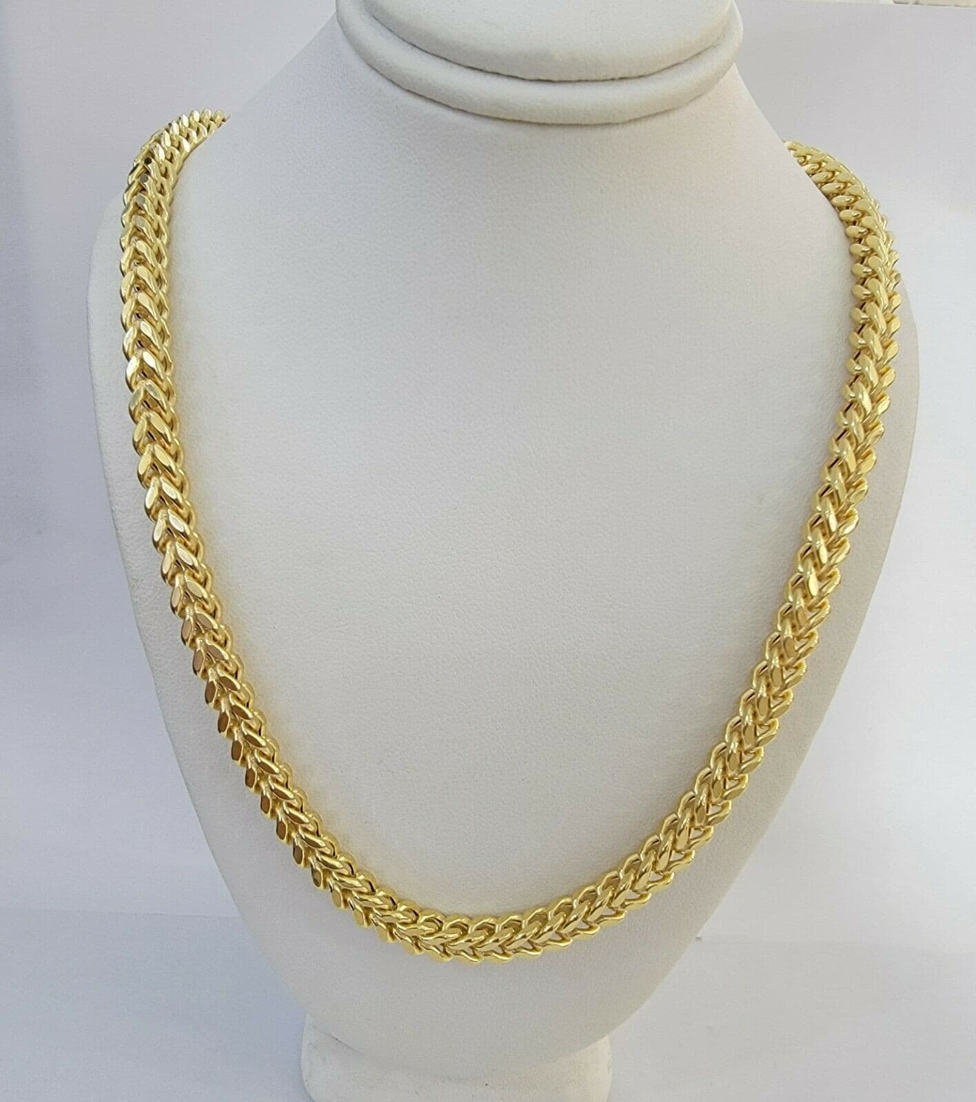 Real 10K Gold Franco Chain Men's Necklace 30" Necklace 7mm Thick, 10 KT STRONG