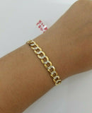 Real Gold Bracelet Solid 14k Cuban Curb Link FOR  ladies 7.5" Diamond Cut 7.5mm