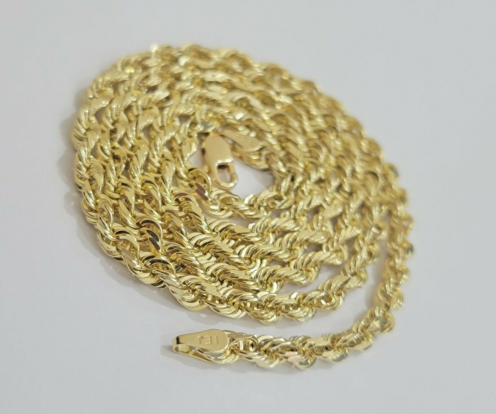 Solid 14k Gold Rope Chain Necklace 4mm 18"- 30" Inch REAL 14KT Yellow Gold