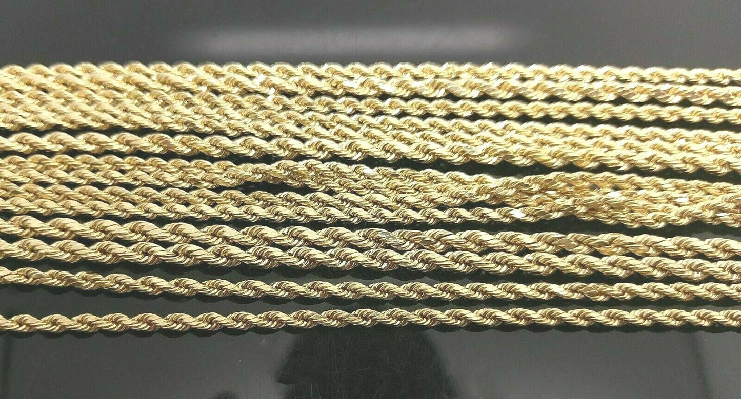 10k Yellow Gold Rope Chain 2.5mm 16"-26" Diamond Cut Necklace REAL GOLD Bracelet