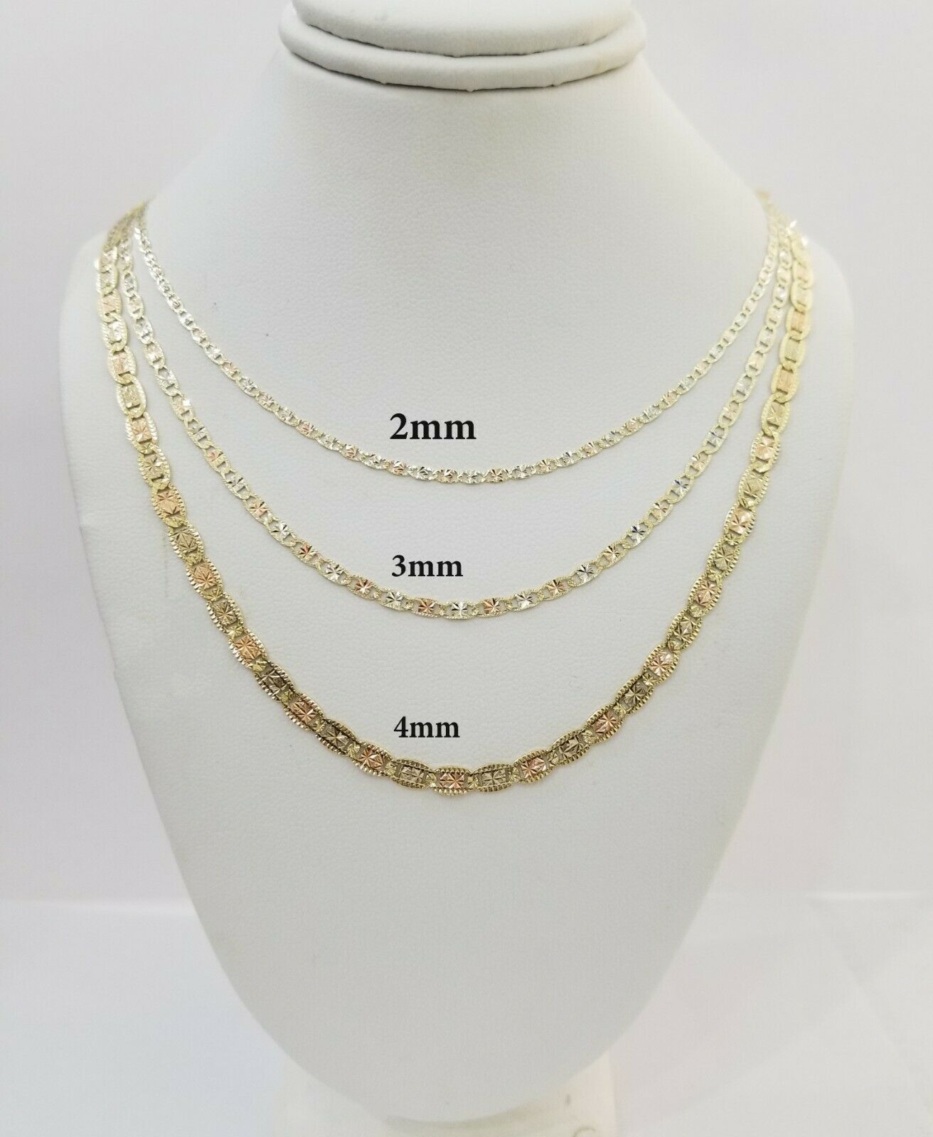 REAL 14kt Gold Necklace Ladies Chain 2mm 3mm 4mm 18"-26" Diamond Cuts Women