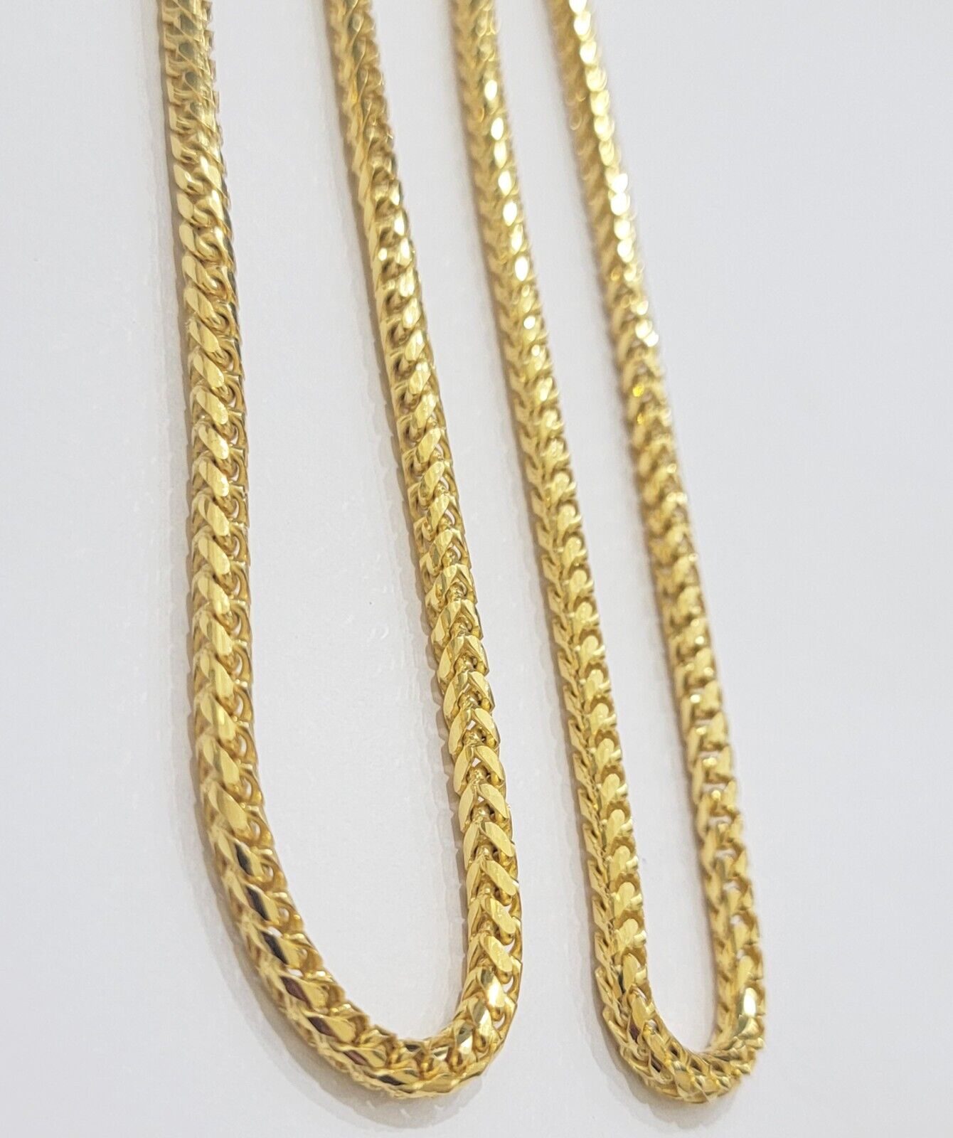 Real 10k Gold Necklace Franco Chain 4mm 22Inch Diamond Cut 10k Yellow Gold SOLID