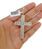 Real 10k Yellow Gold Diamond Cross Charm Pendant 2CT Dia Men Jesus Cross 2.5Inch