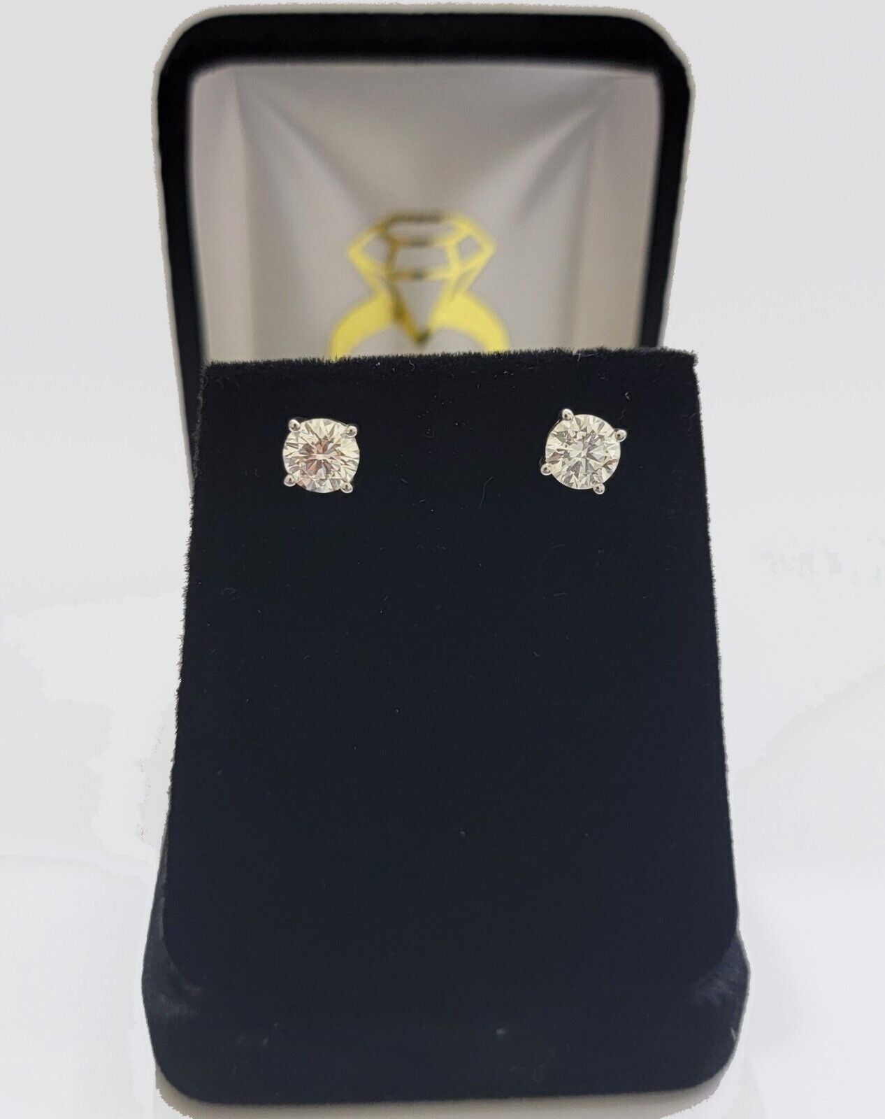 Real 14k White Gold 1CT Diamond Stud Earring 1/2 CT each,VS diamond Lab Created