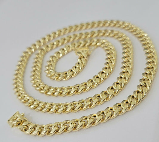 REAL 10k Gold Miami Cuban Chain Necklace 7mm 24" Men Women 10kt Yellow Gold Link