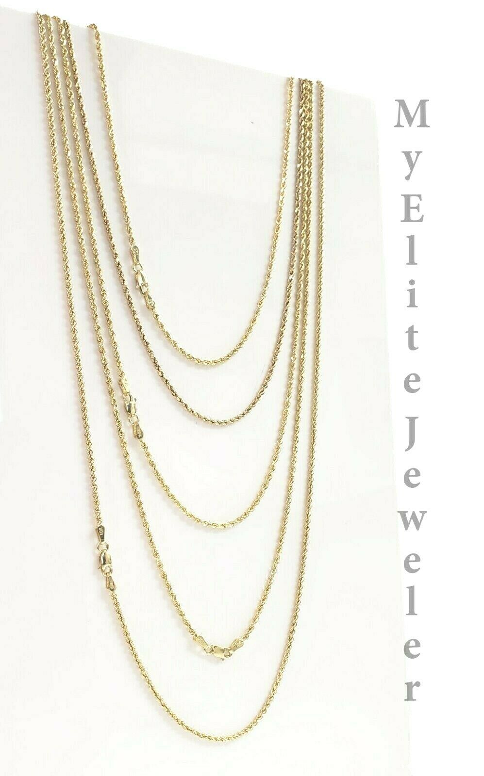 SOLID 2mm 10k Gold Rope Chain Necklace 16"- 26" 100% 10k yellow Gold Solid, Thin