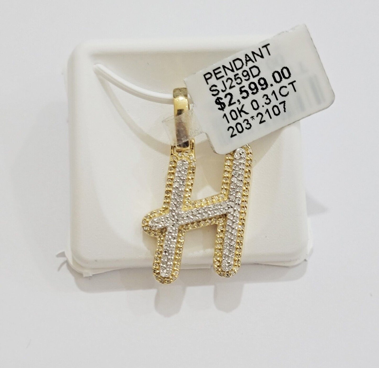 10k Gold Pendant Natural Diamond Initial Charm A-Z Alphabet 10K Yellow Gold REAL