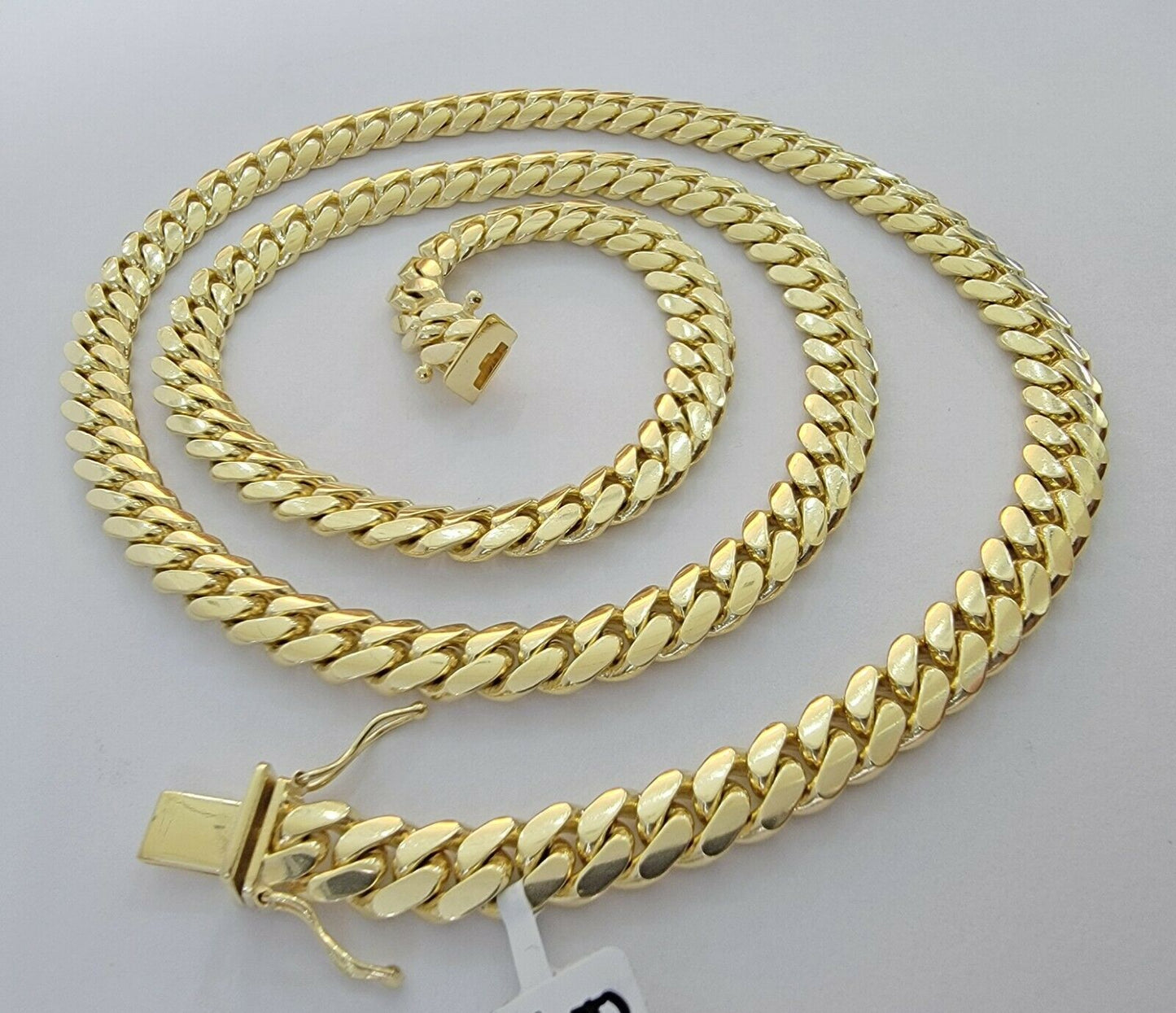 Solid Cuban Link Necklace 26" 7mm 10k Yellow Gold Men's Chain Box Lock, Real 10k