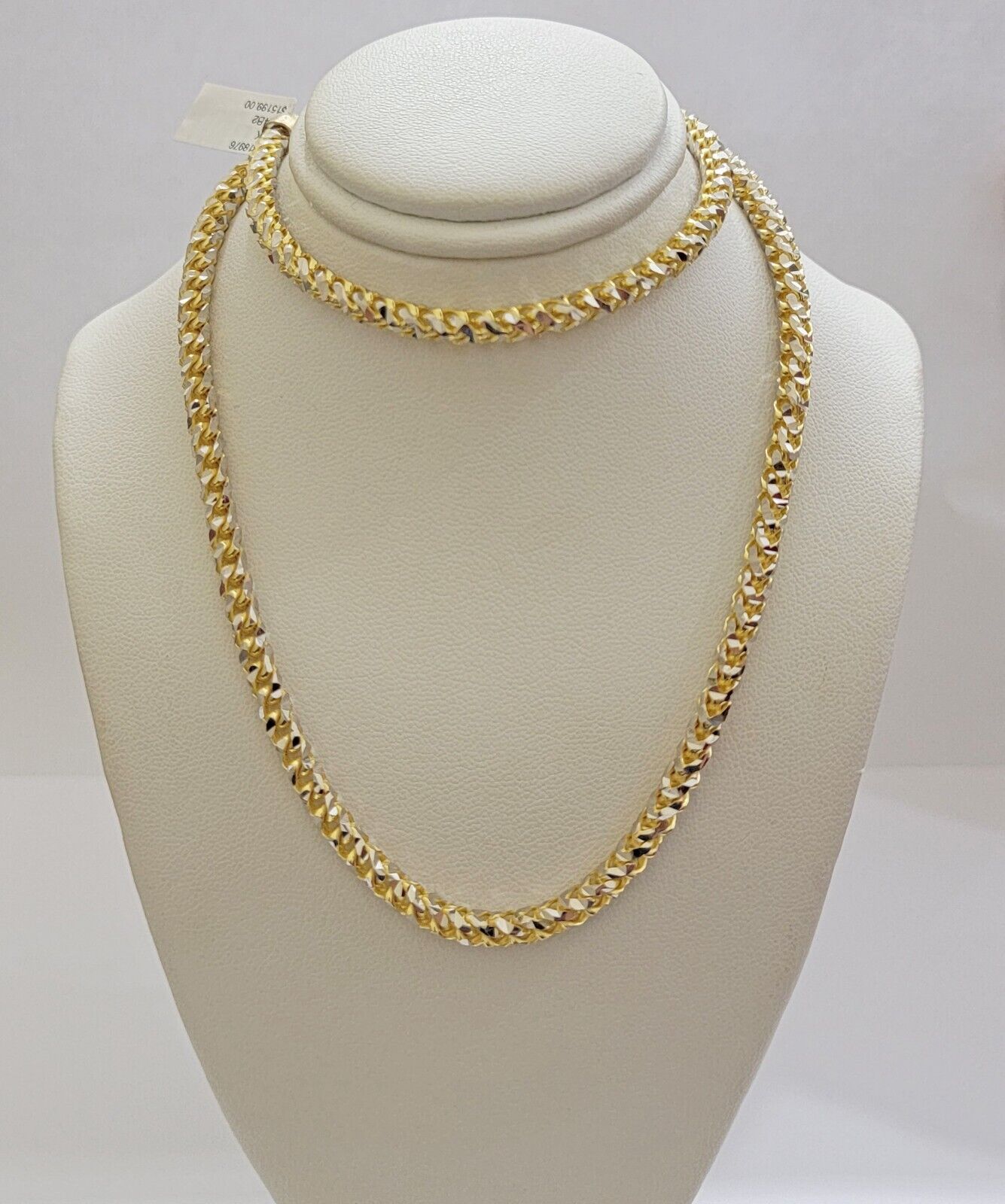 Real 10k Gold Solid Palm Chain Necklace Diamond cut 4.5mm 24" 10kt Unique Design