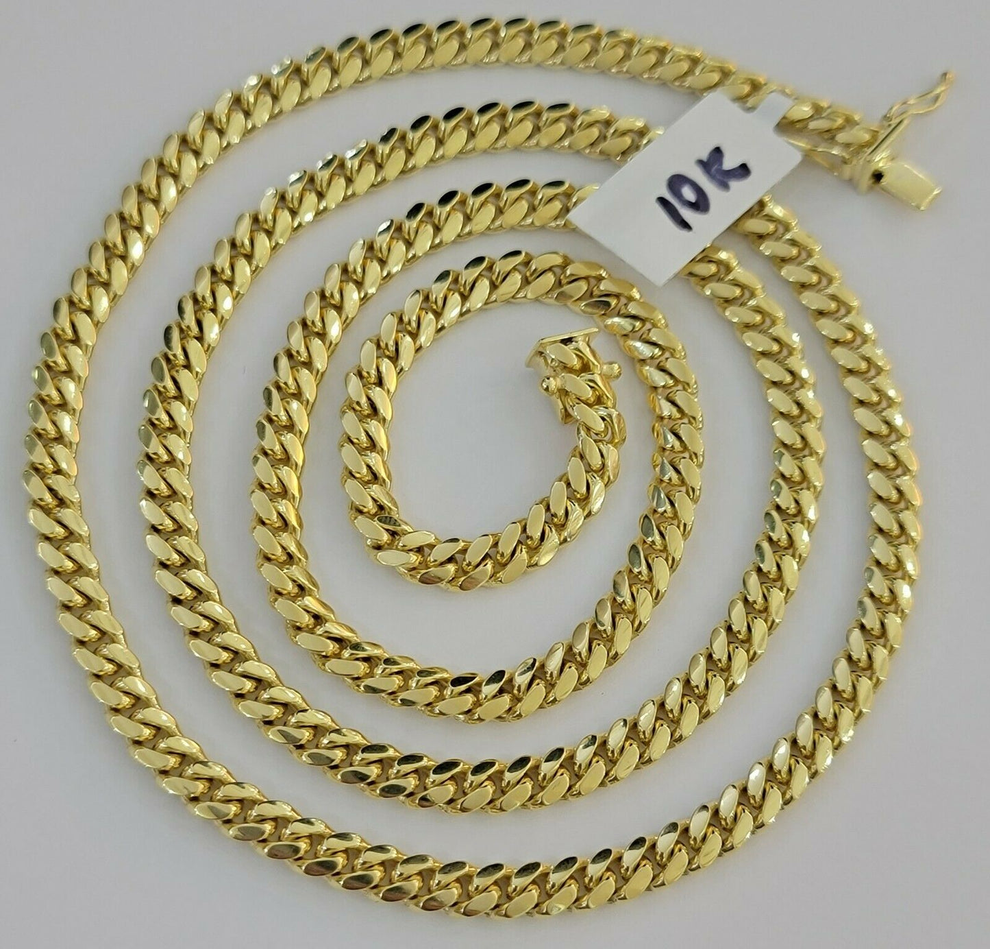 Real 10k Gold Chain Miami Cuban Link 5MM Necklace 18"-24" SOLID 10kt  Men Women