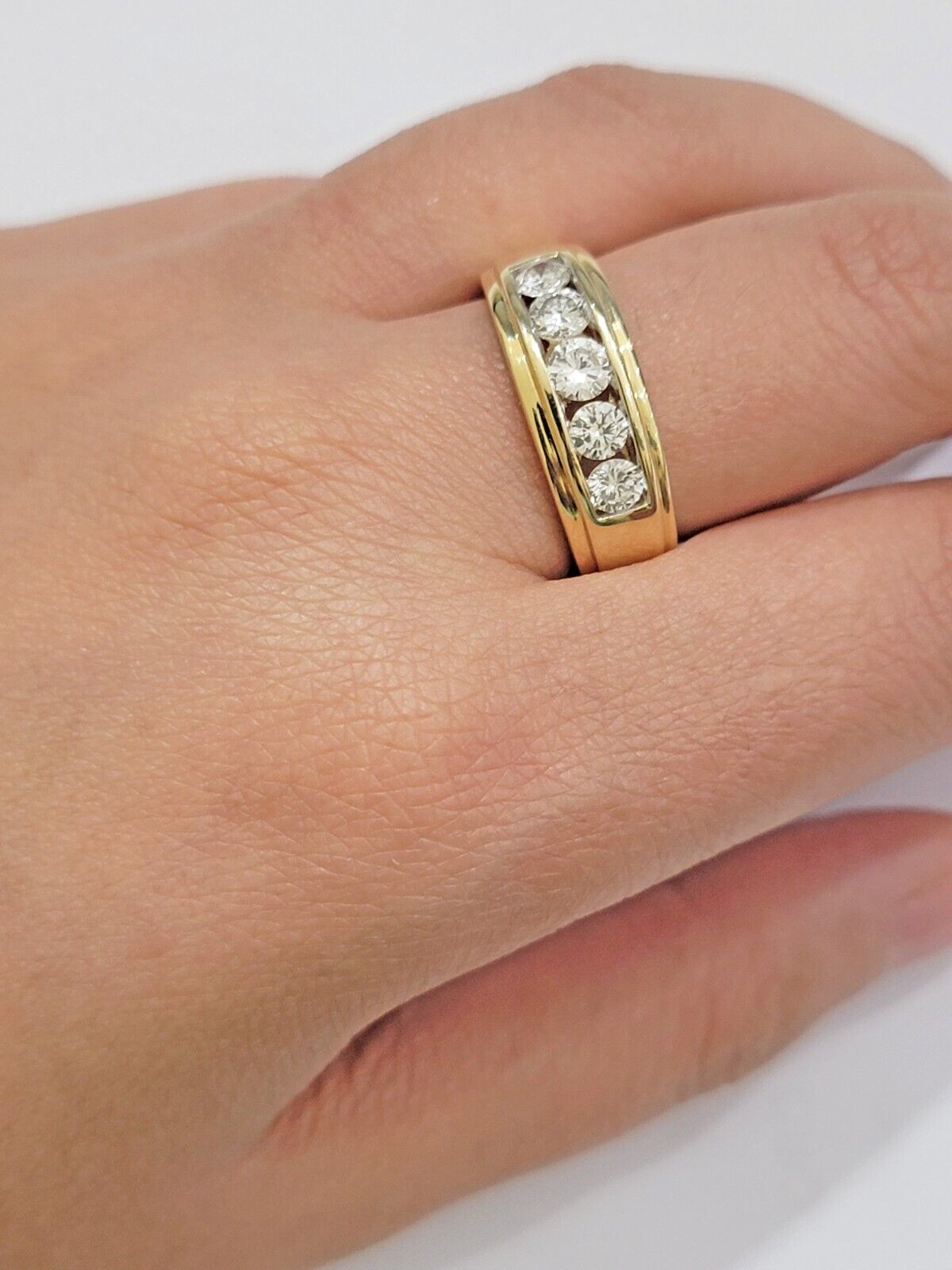 Mens 14k Gold Diamond Band Engagement Wedding Ring 1CT Natural Diamond Solid 10k