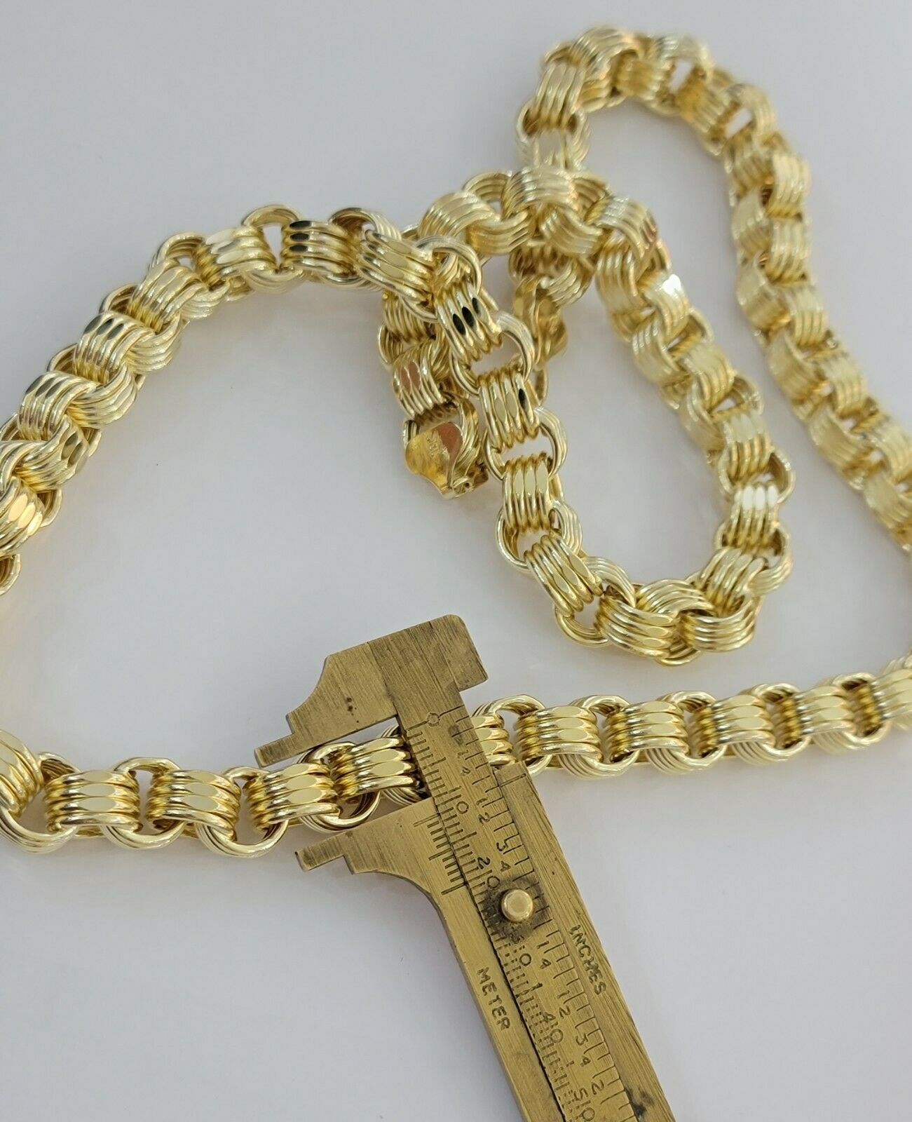 Mens Byzantine Chain 10k Gold Necklace 11mm 22" 24" 26" 28" 30" 10kt Yellow Gold