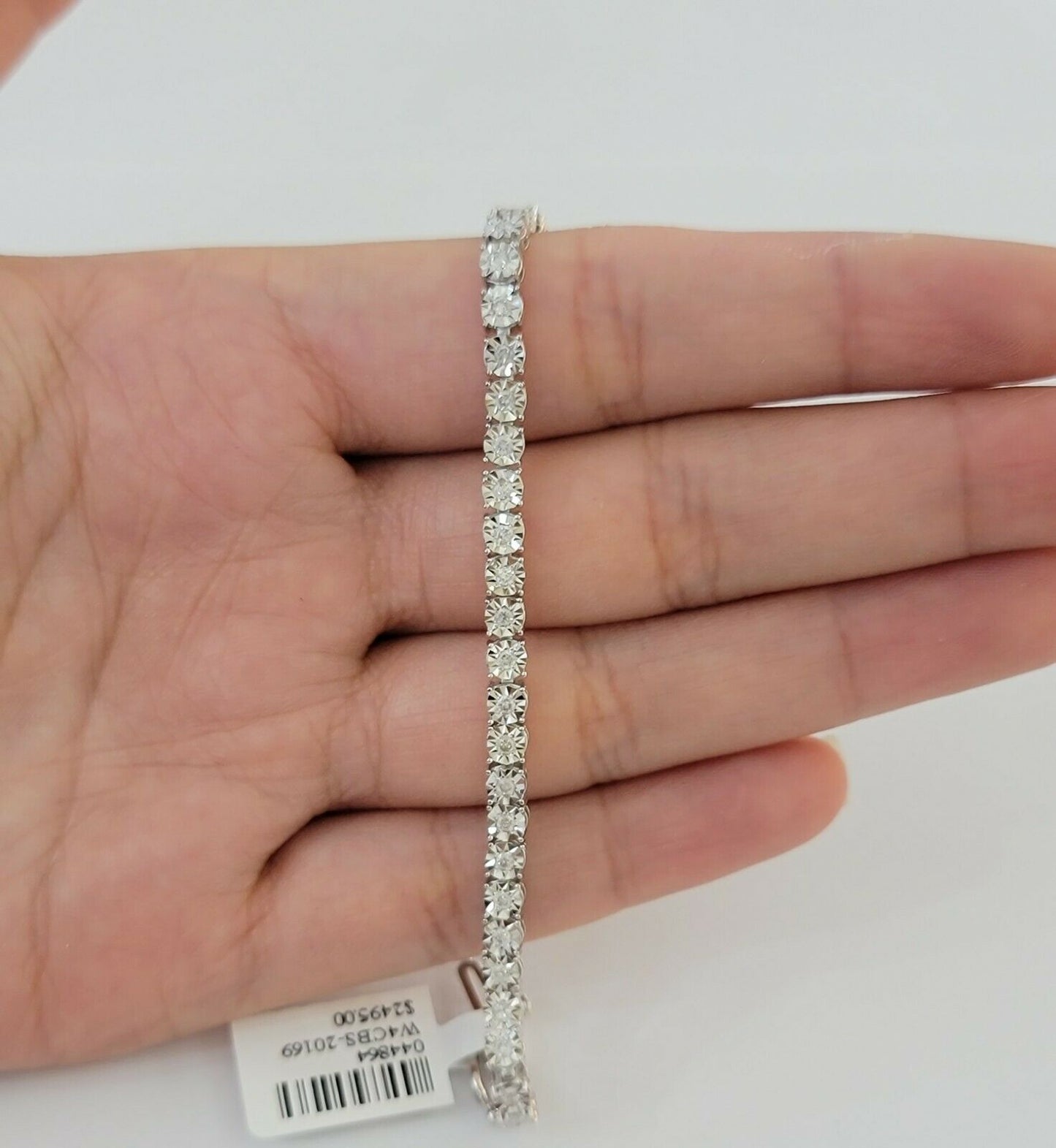 Ladies Solid 10k  White Gold & 1 Ct Diamonds Bracelet 8" Box Clasp, Women's REAL