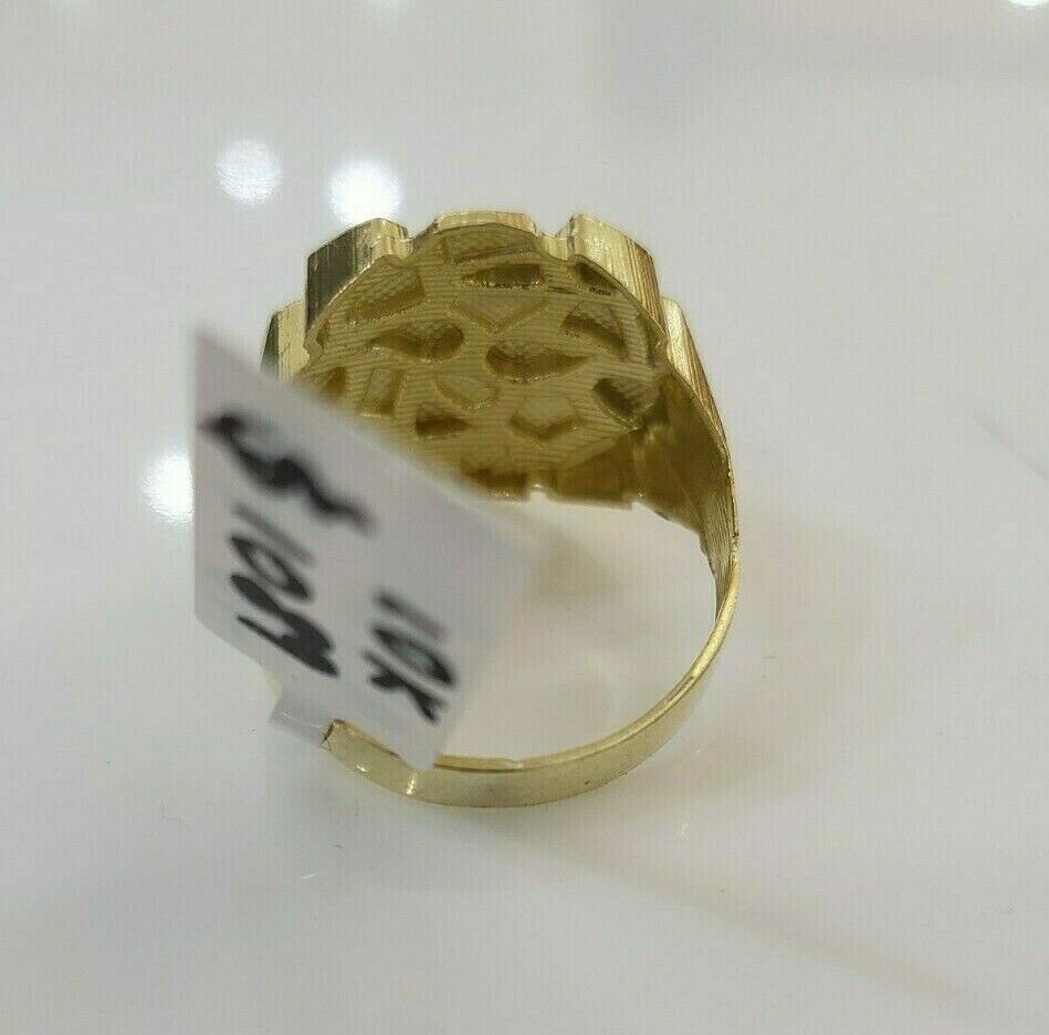 SOLID 10k Yellow Gold Nugget Ring Pinkey / Casual Mens Band Round, Unique style