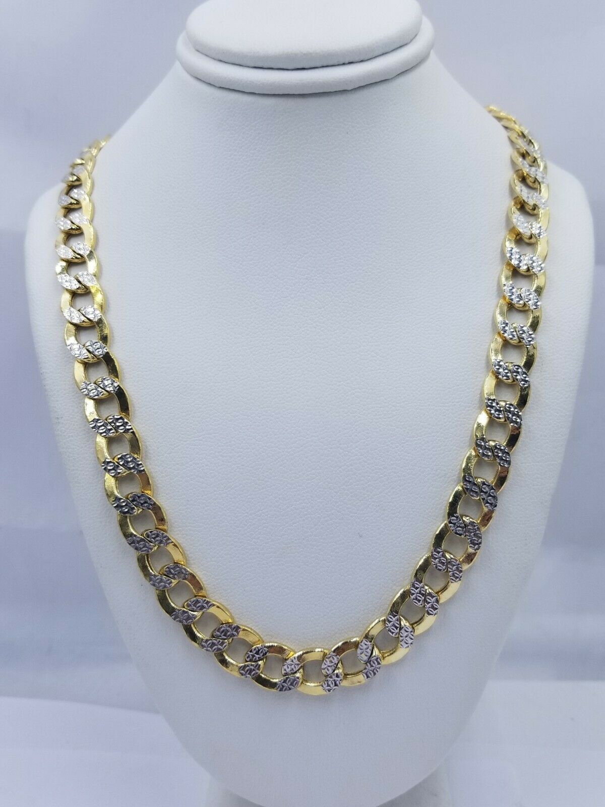 10MM Real Gold Men Necklace Cuban Link 20"-28" Diamond Cut 10k Yellow Gold Chain