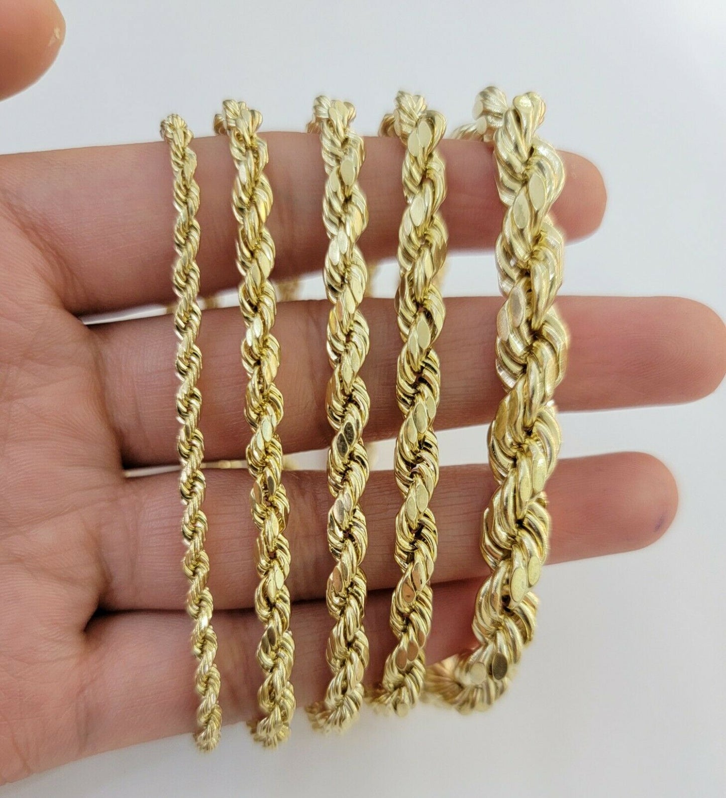 Solid 10k Yellow Gold Rope bracelet 7" 7.5" 8" 8.5" 9" Men Women 3mm- 9mm REAL