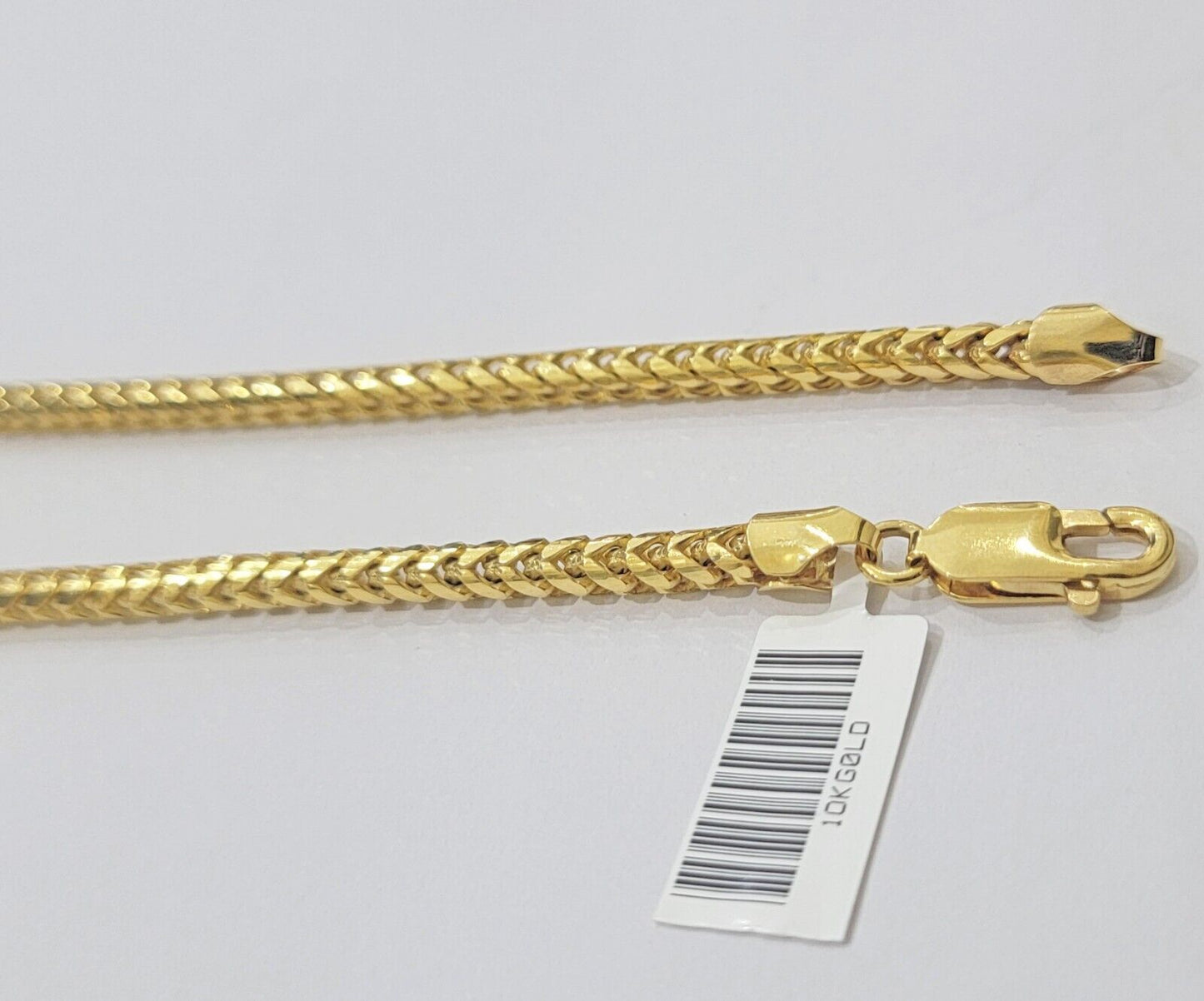 Real 10k Gold Necklace Franco Chain 4mm 24Inch Diamond Cut 10k Yellow Gold SOLID