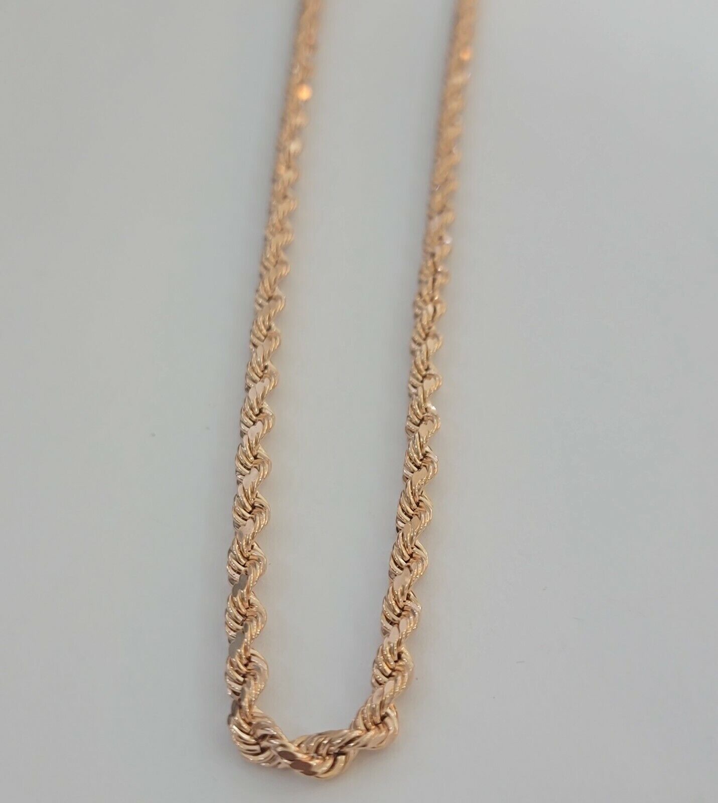 Real 10k Rose Gold Rope Necklace Chain Chain 4mm 20"-24" Inch Men Women SOLID