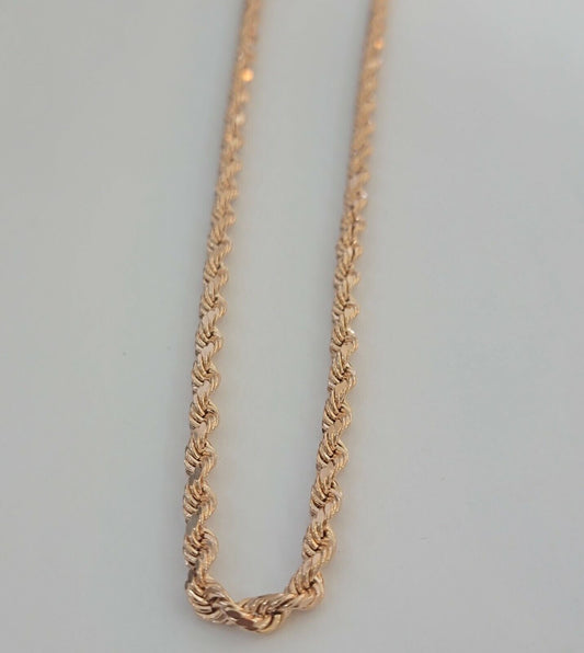 Real 10k Rose Gold Rope Necklace Chain Chain 4mm 20"-24" Inch Men Women SOLID