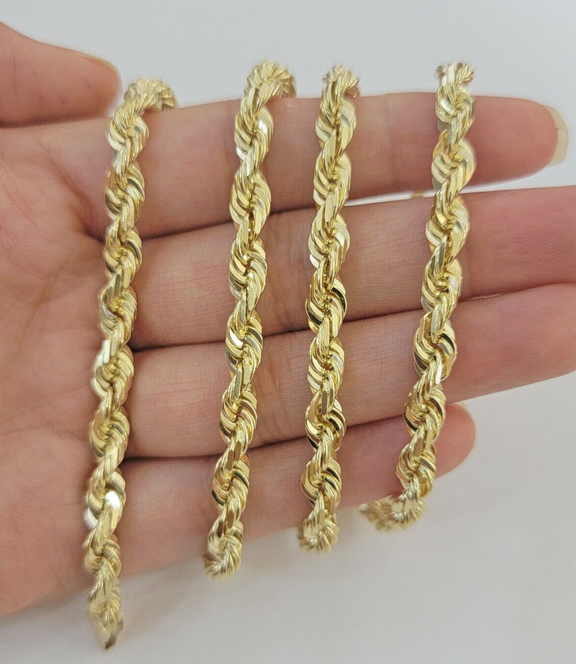 14k Yellow Gold Rope Chain Solid Necklace 6mm 24