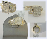 Real 14kt Gold Diamond Ladies Ring 2CT Princess Cut Baguette Round, Yellow Gold