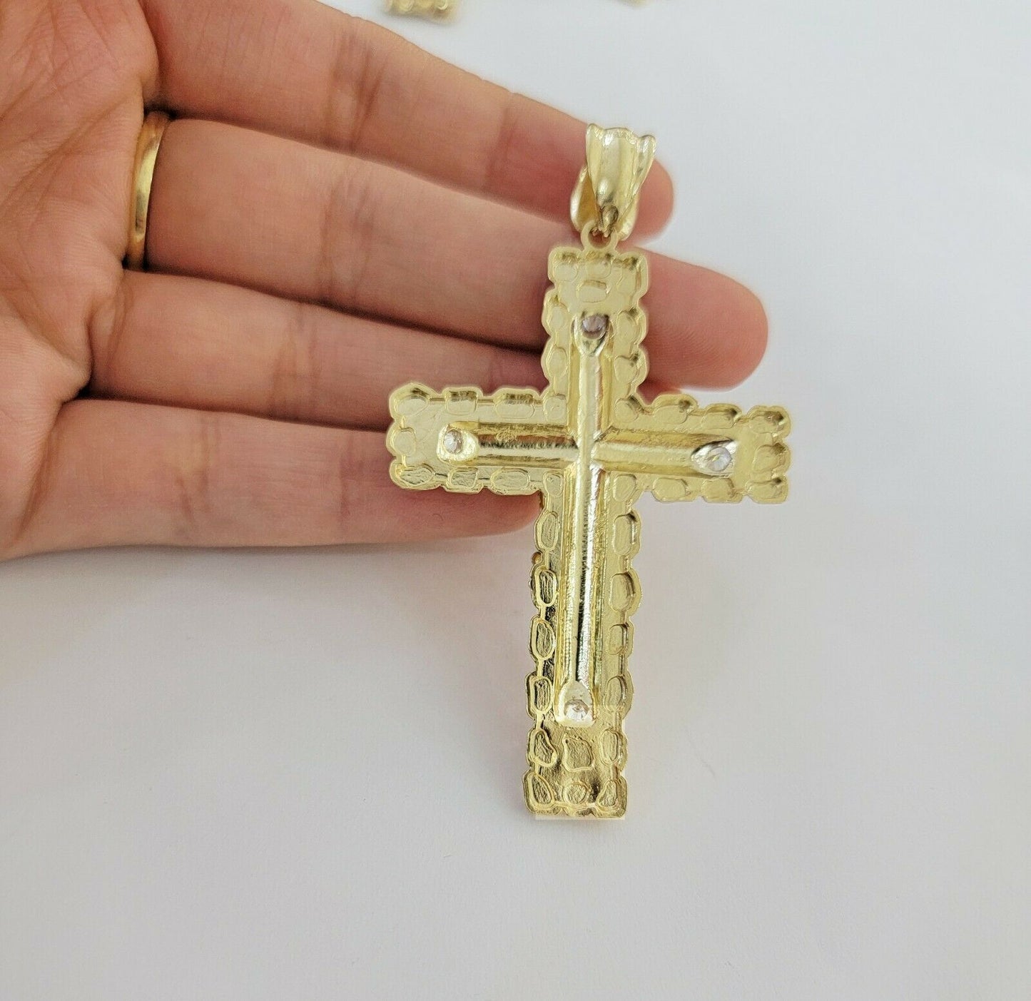 10k Gold Pendant charm Jesus cross crucifix 4" 3" 2" 1.5" Men women Real 10kt