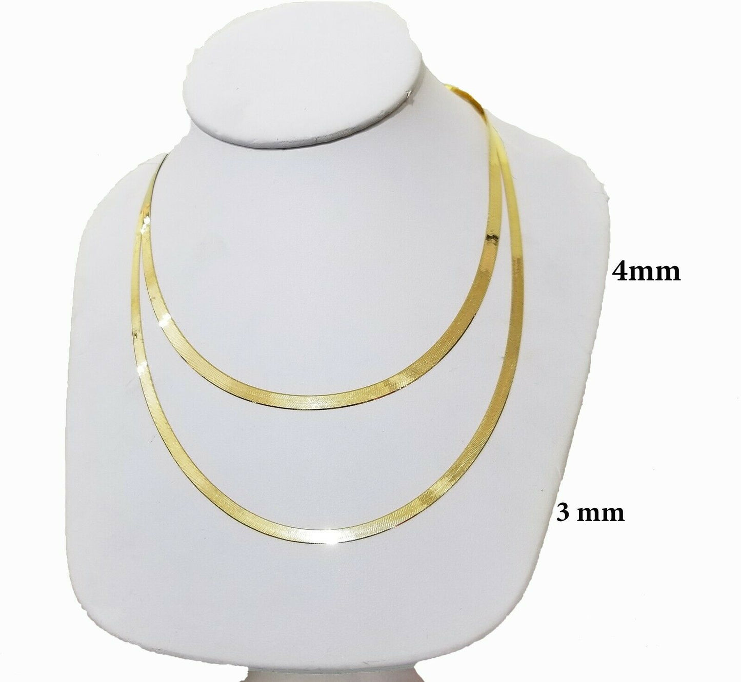 Solid 10k Yellow Gold Herringbone Necklace 18"-24" Inch 3mm 4mm REAL 10kt Chain