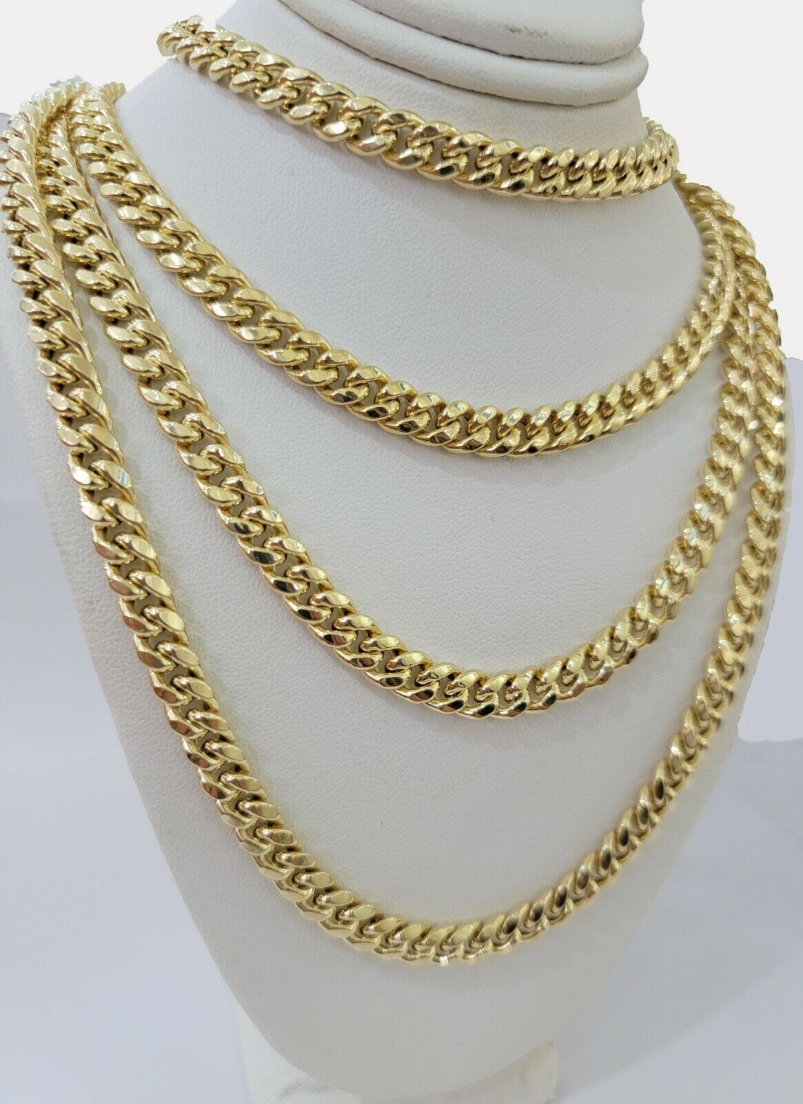 Real Gold Miami Cuban chain Necklace 7mm 22 Inch Lobster ,Men's 10kt Yellow Gold