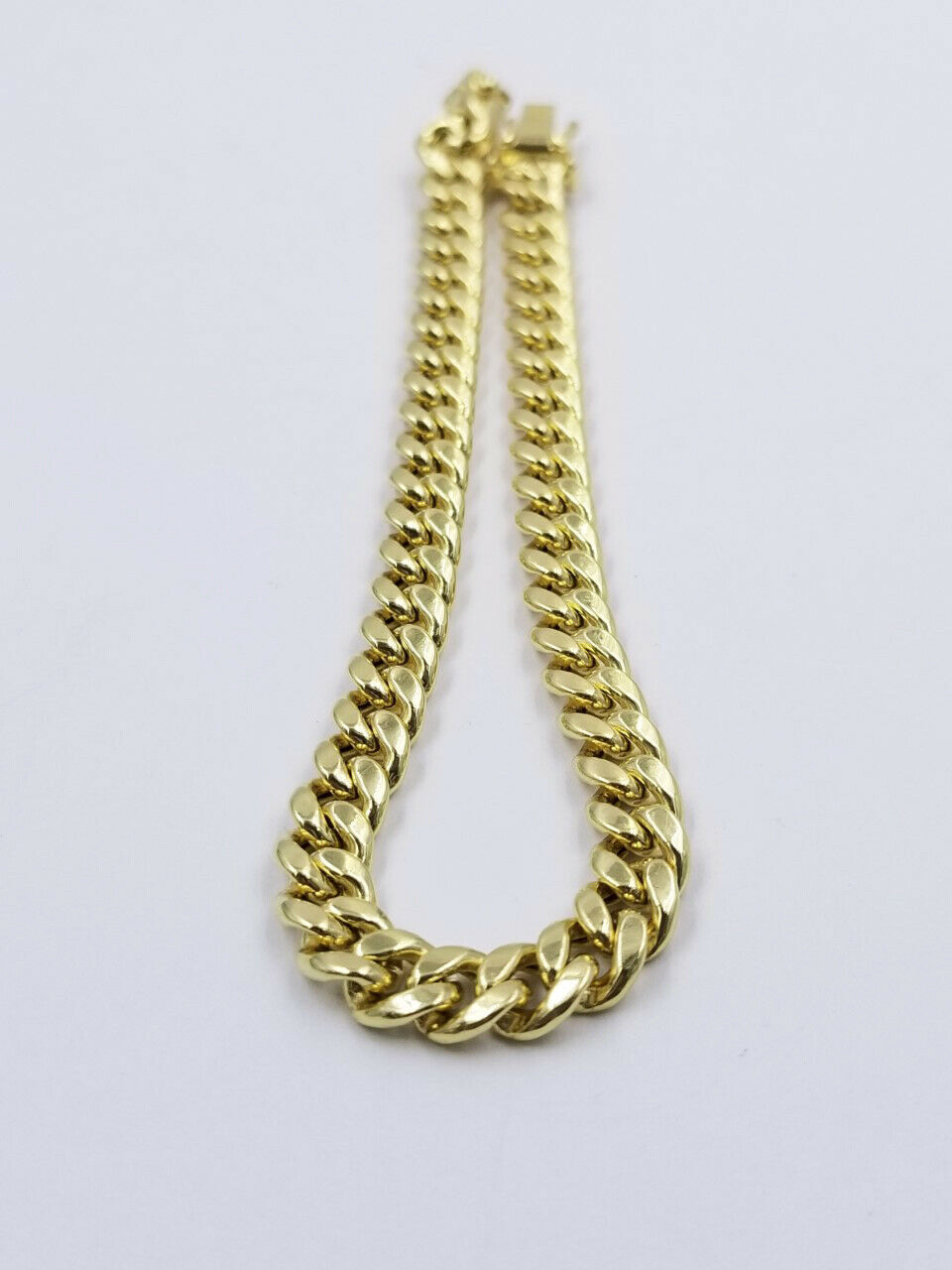 Ladies Real Gold 10k yellow Gold Cuban link bracelet 6mm 8" Long Box Lock Strong