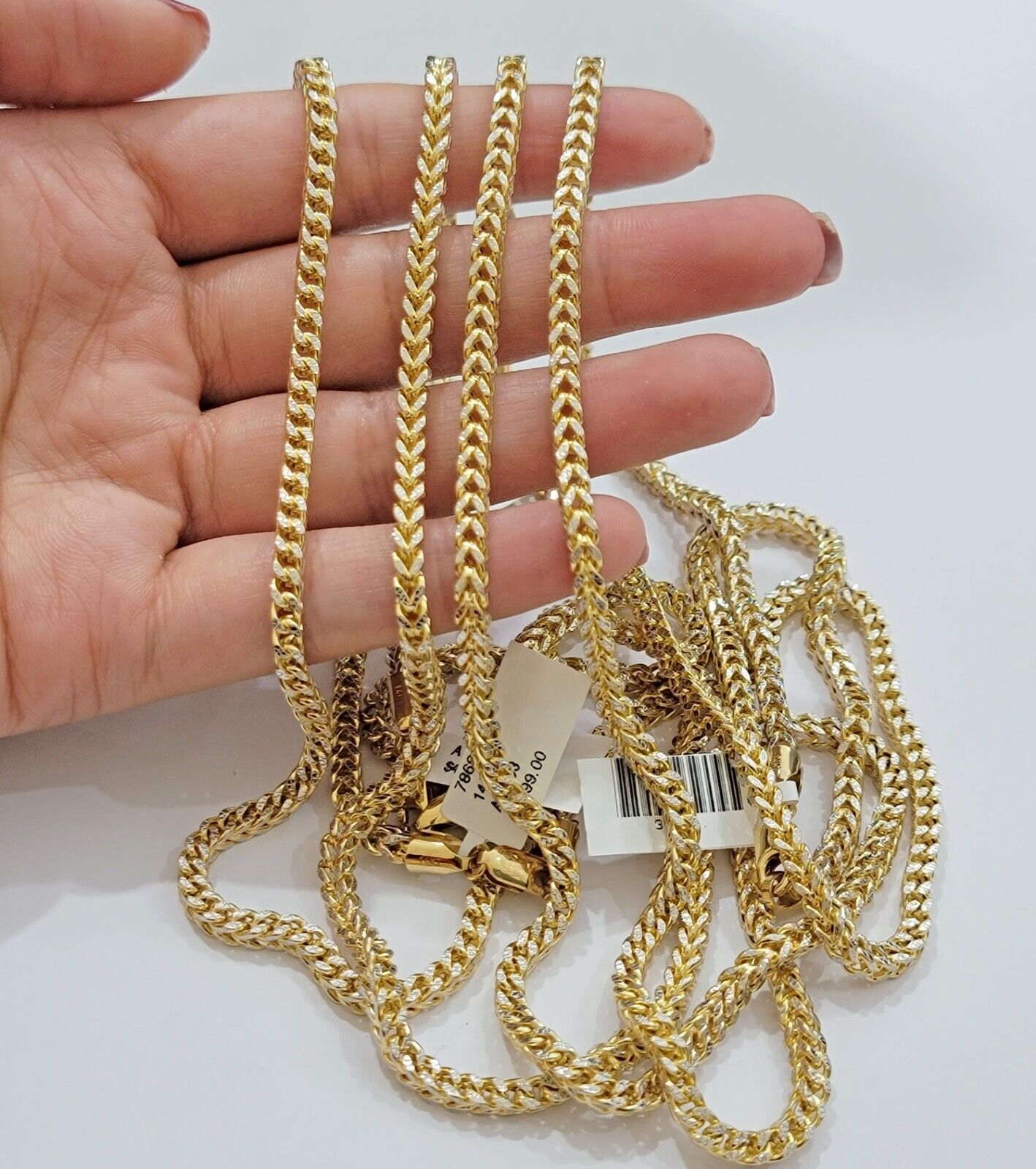 Real 14k Gold Chain Franco 3.5mm Necklace Diamond cut 20