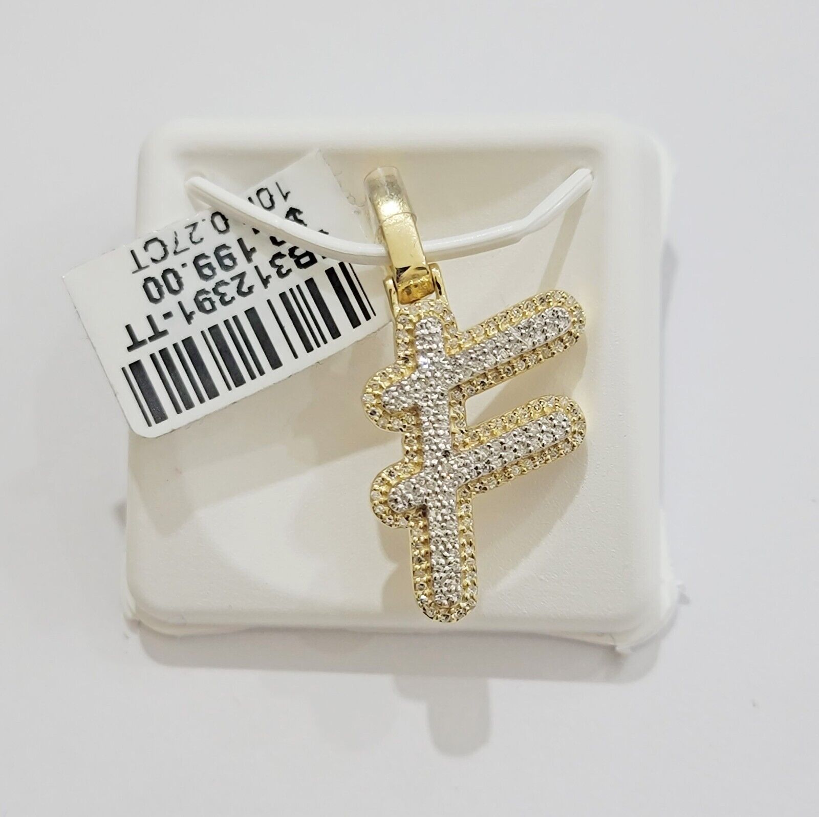 10k Gold Pendant Natural Diamond Initial Charm A-Z Alphabet 10K Yellow Gold REAL