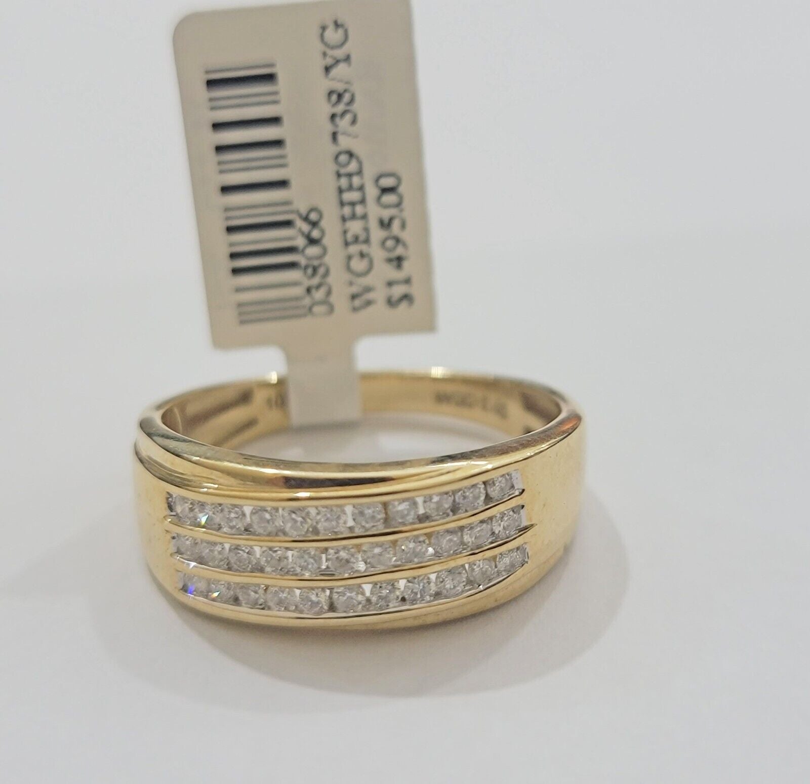 Real 10k Yellow Gold Diamond Mens Ring Band Wedding Engagement, Unique, Genuine
