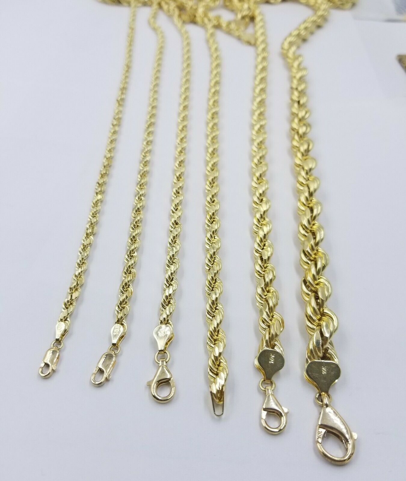 10k Yellow Gold Rope Chain Necklace Men Women 18"-30 Inch 2mm 3mm 4mm 5mm 6mm REAL