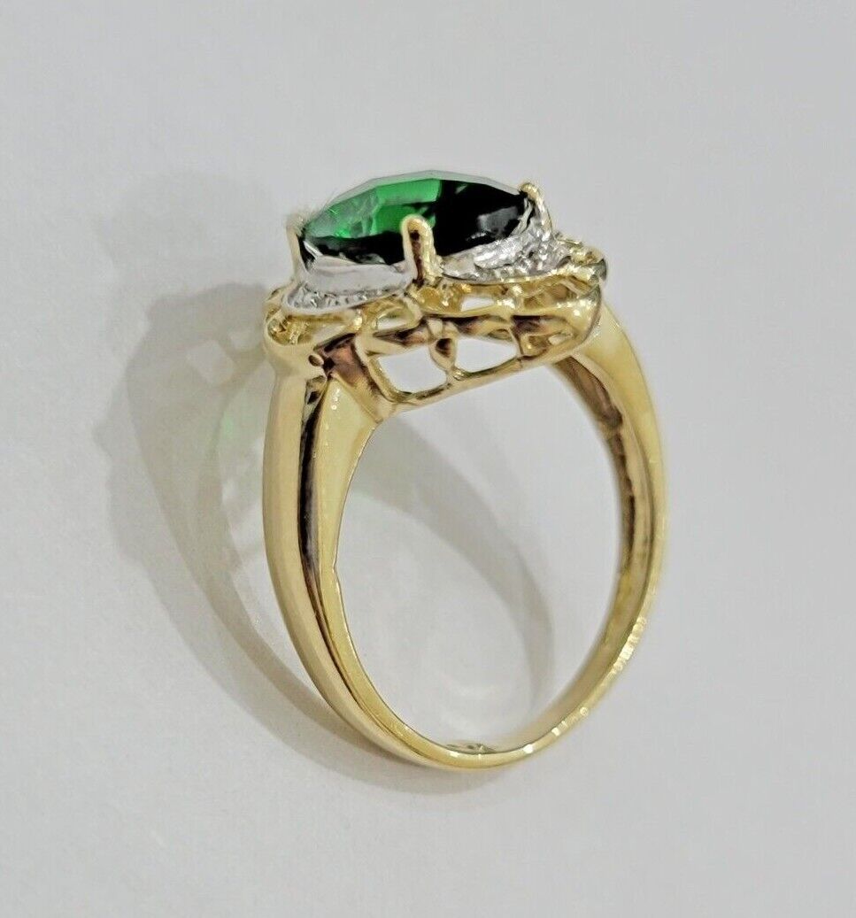 10k Yellow Gold Ladies Green Ring Women's Casual Band SALE Real 10kt Brand New