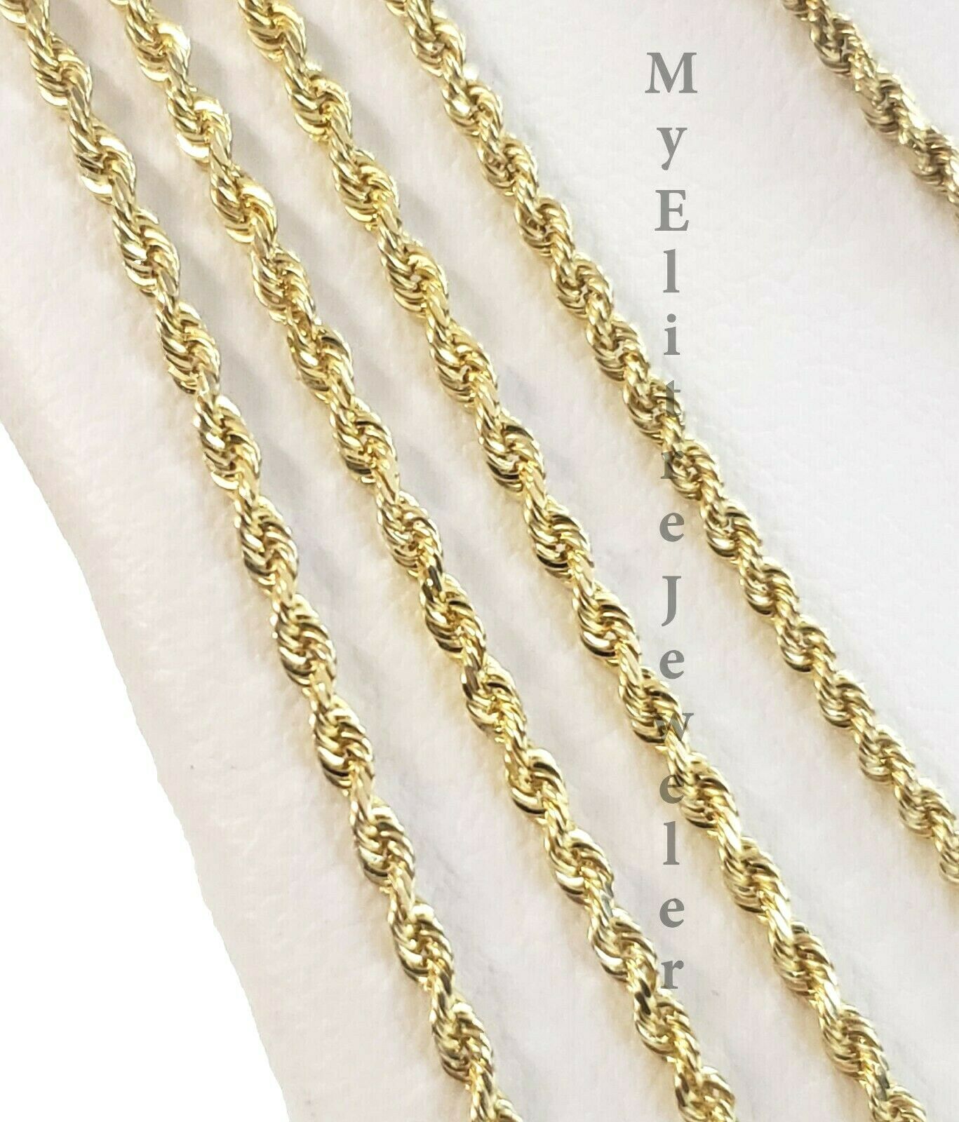 SOLID 2mm 10k Gold Rope Chain Necklace 16"- 26" 100% 10k yellow Gold Solid, Thin