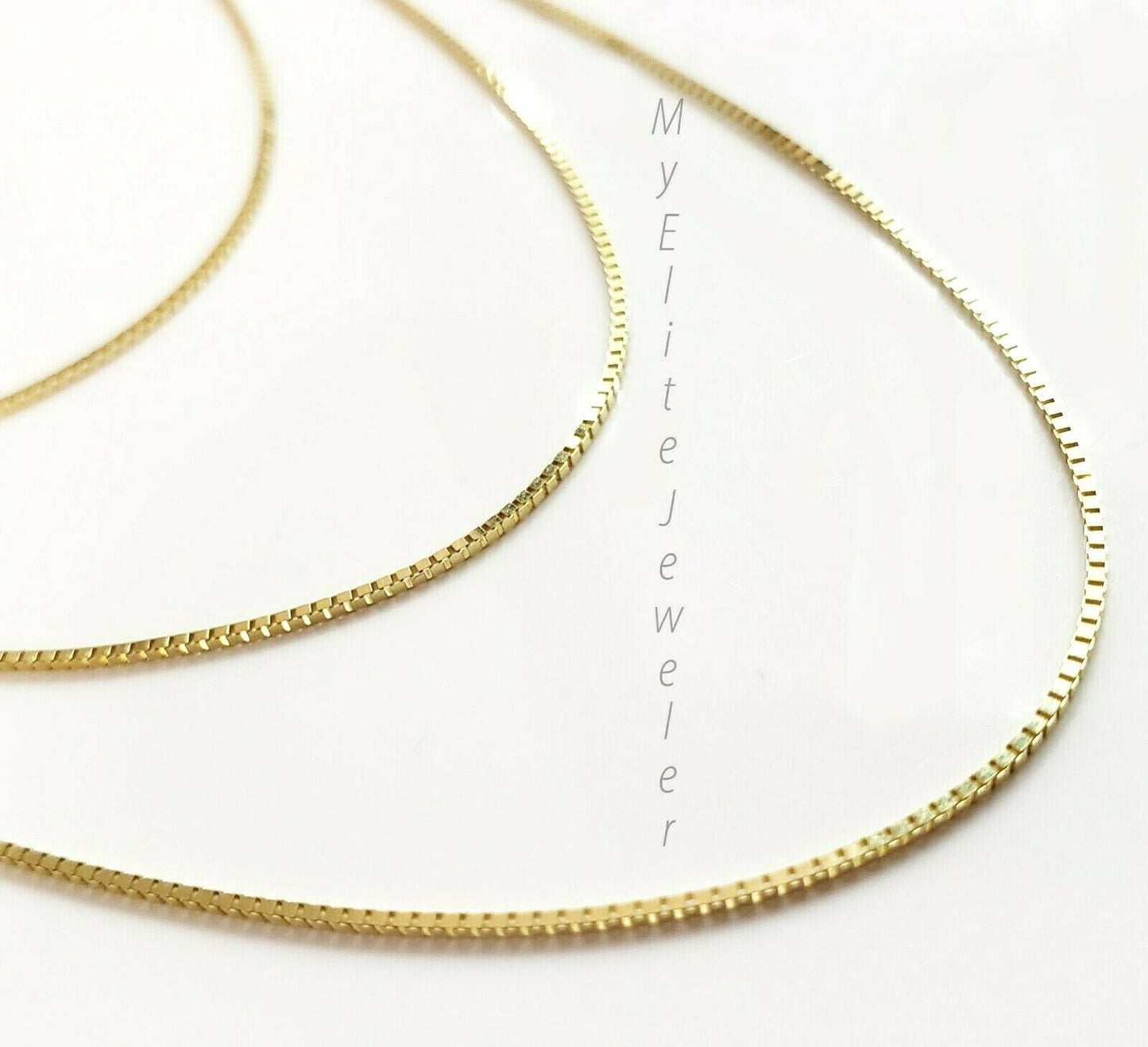 10k Solid Yellow Gold Box Link Necklace Pendant Chain Men Women 16" - 24" .8mm