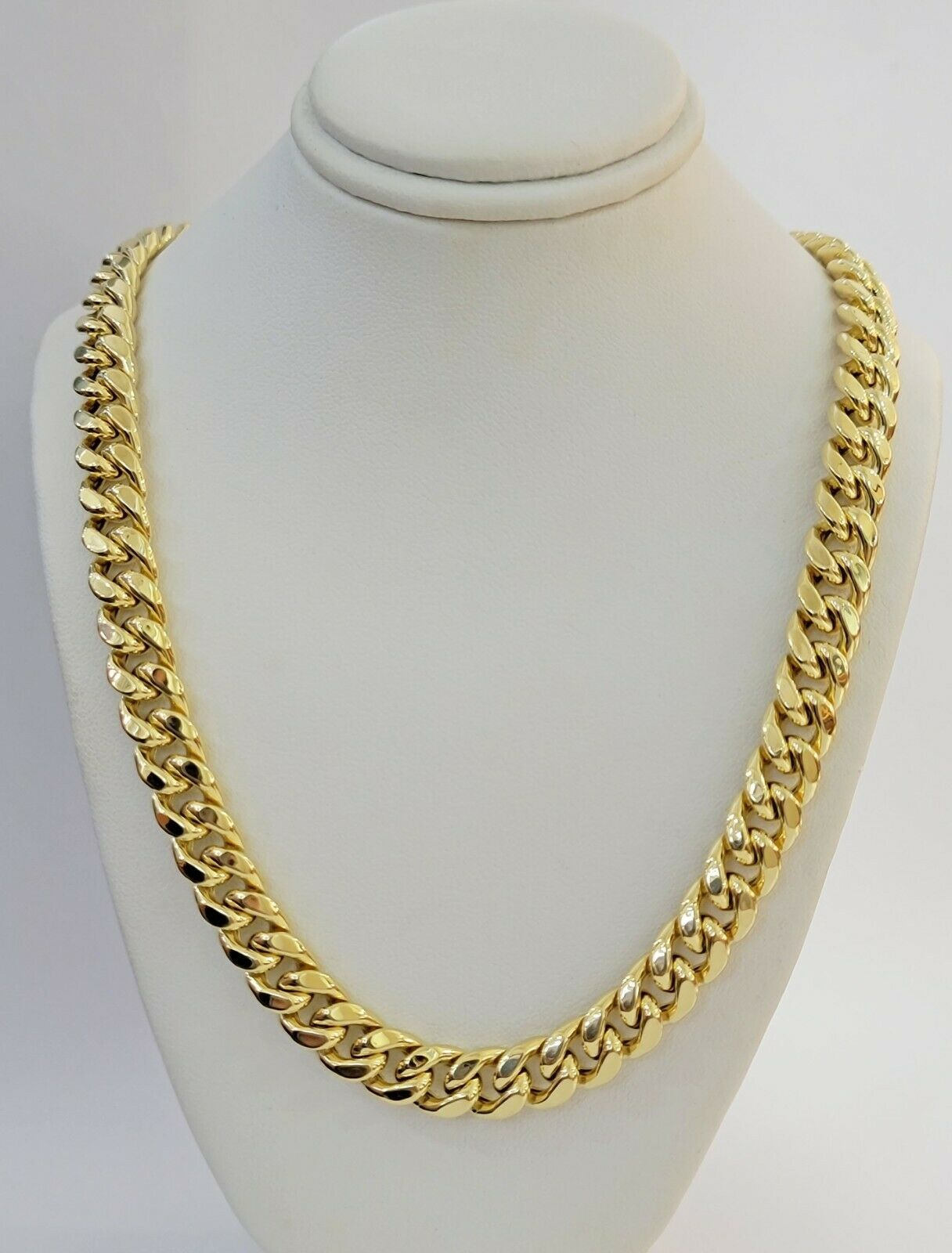 14k 10mm Mens Chain Miami Cuban Link Necklace 22" REAL 14KT Yellow Gold Box lock